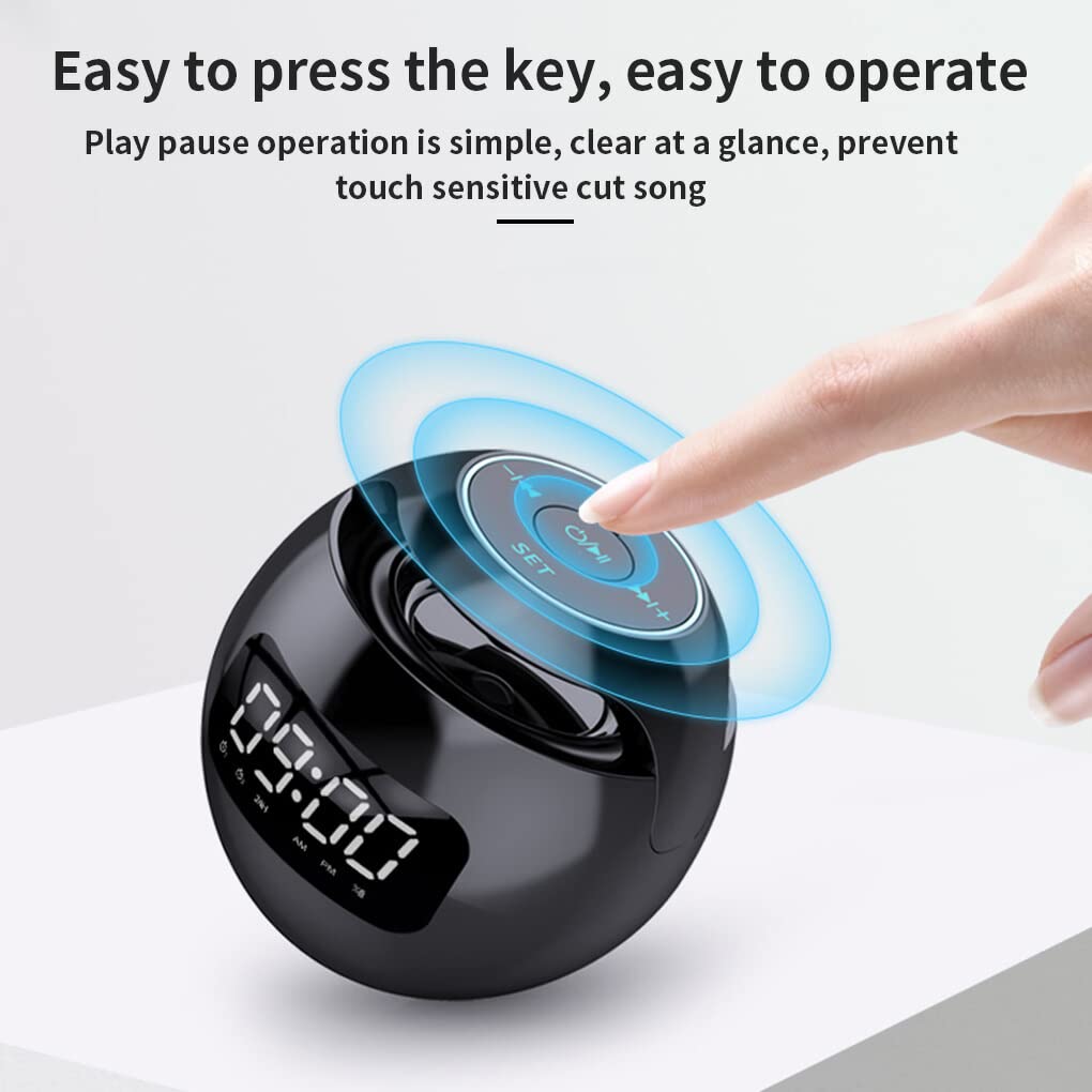 SUIOPPYUW Wireless Bluetooth Speaker with Stereo Sound, LED Light, Alarm Clock & Hands-Free Calling - Portable Home & Outdoor Music Accessories (Black) | Perfect for Parties, Travel & Bedroom Use