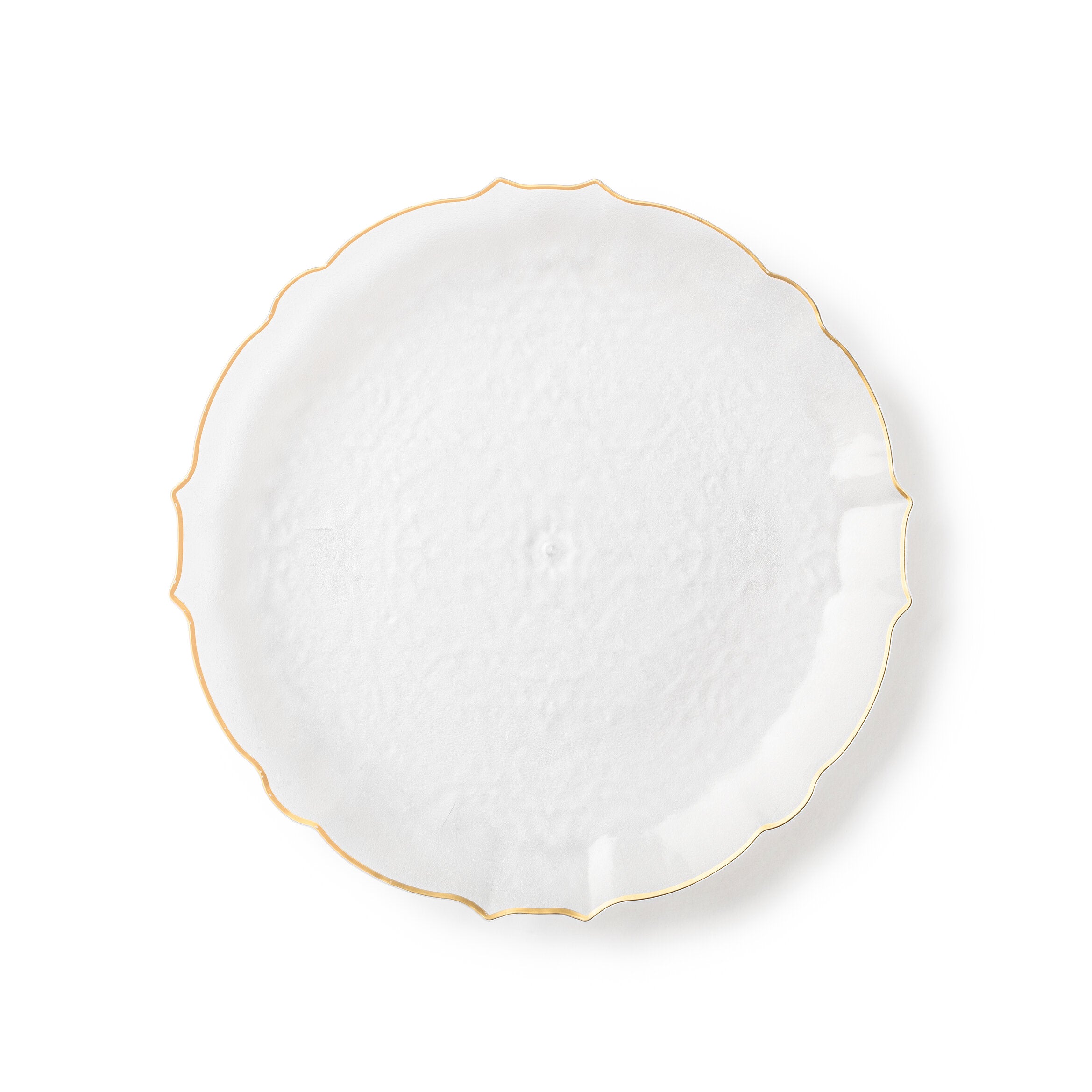 32-Piece Transparent White & Gold Round Plastic Dinnerware Set - Elegant Disposable Plates, Cups, Forks & Spoons for 16 Guests - Perfect for Weddings, Parties, Catering & Outdoor Events