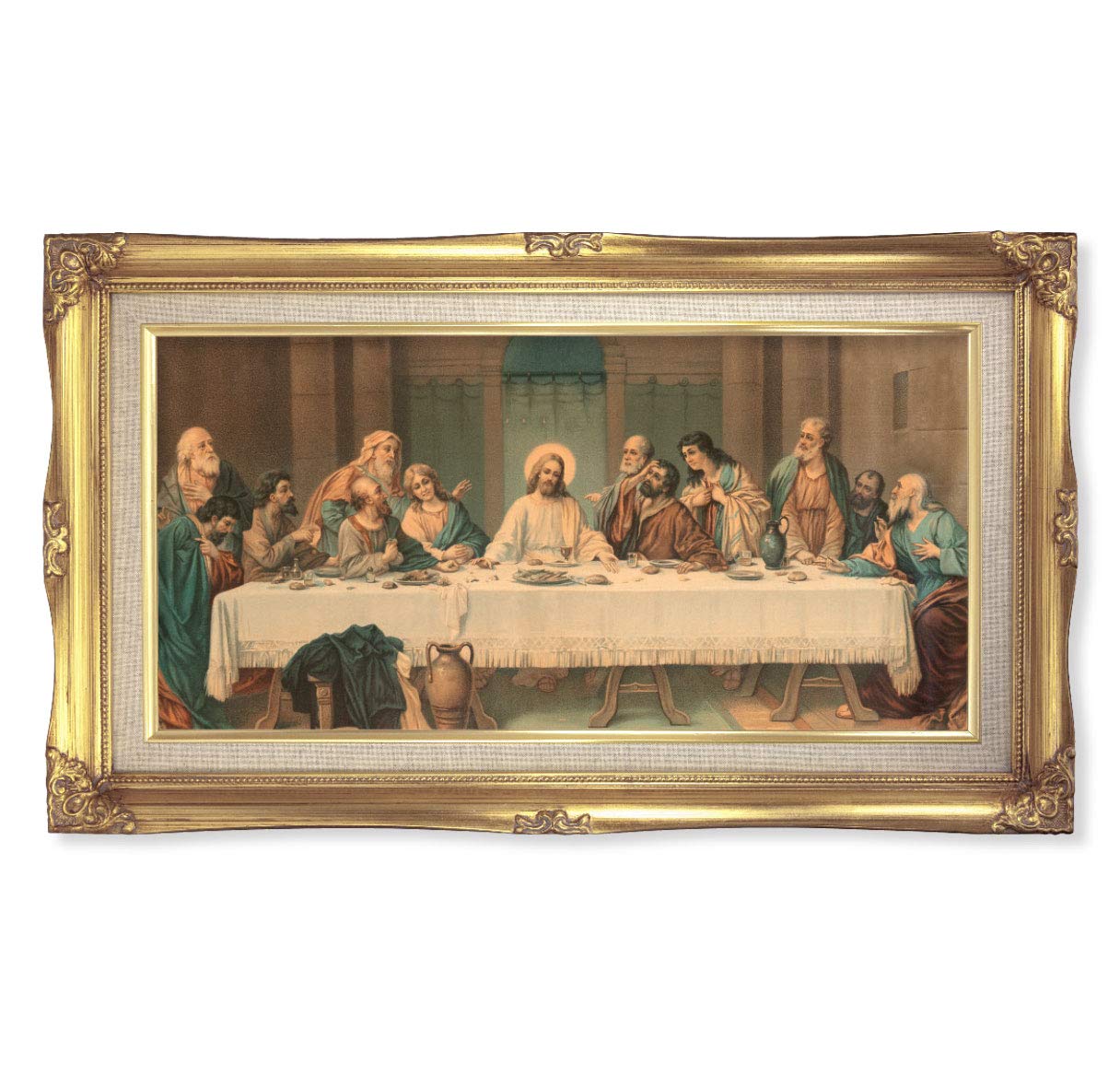 Last Supper Gold-Leaf Framed Art - Religious Home Decor & Wall Art for Living Room, Church, or Gift