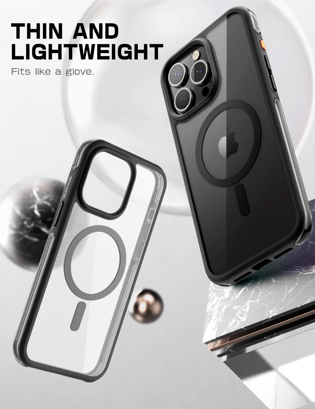 SUPCASE MagSafe Compatible iPhone 15 Pro Max Case - Military Grade Drop Protection, Shockproof Slim Clear Rugged Protective Cover with Magnetic Bumper | Perfect for Outdoor Activities, Work & Daily Use (Black)