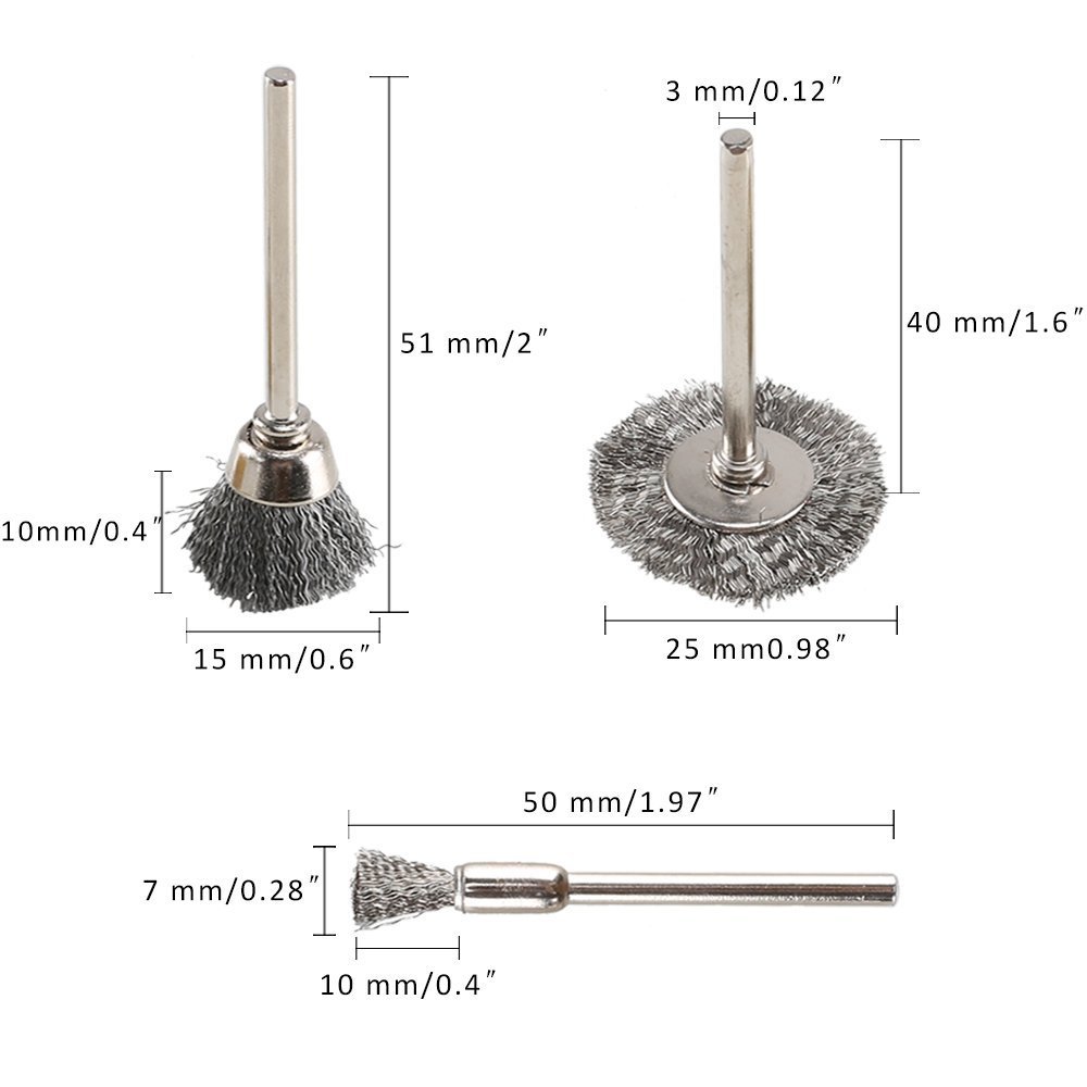 Rocaris 45-Piece Steel Wire Brush Set for Rotary Tools - Rust Removal, Metal Cleaning & Polishing - Perfect for DIY, Auto Repair & Woodworking Projects