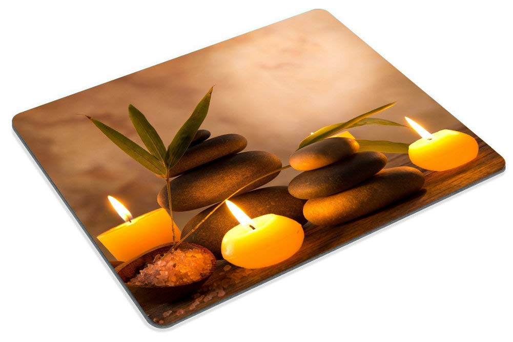 Custom Smooffly Gaming Mouse Pad with Aromatic Candles & Zen Stones - Non-Slip Rectangle Desk Mat for PC, Laptop, Office & Home Workspace - Perfect for Gamers, Work, and Relaxation