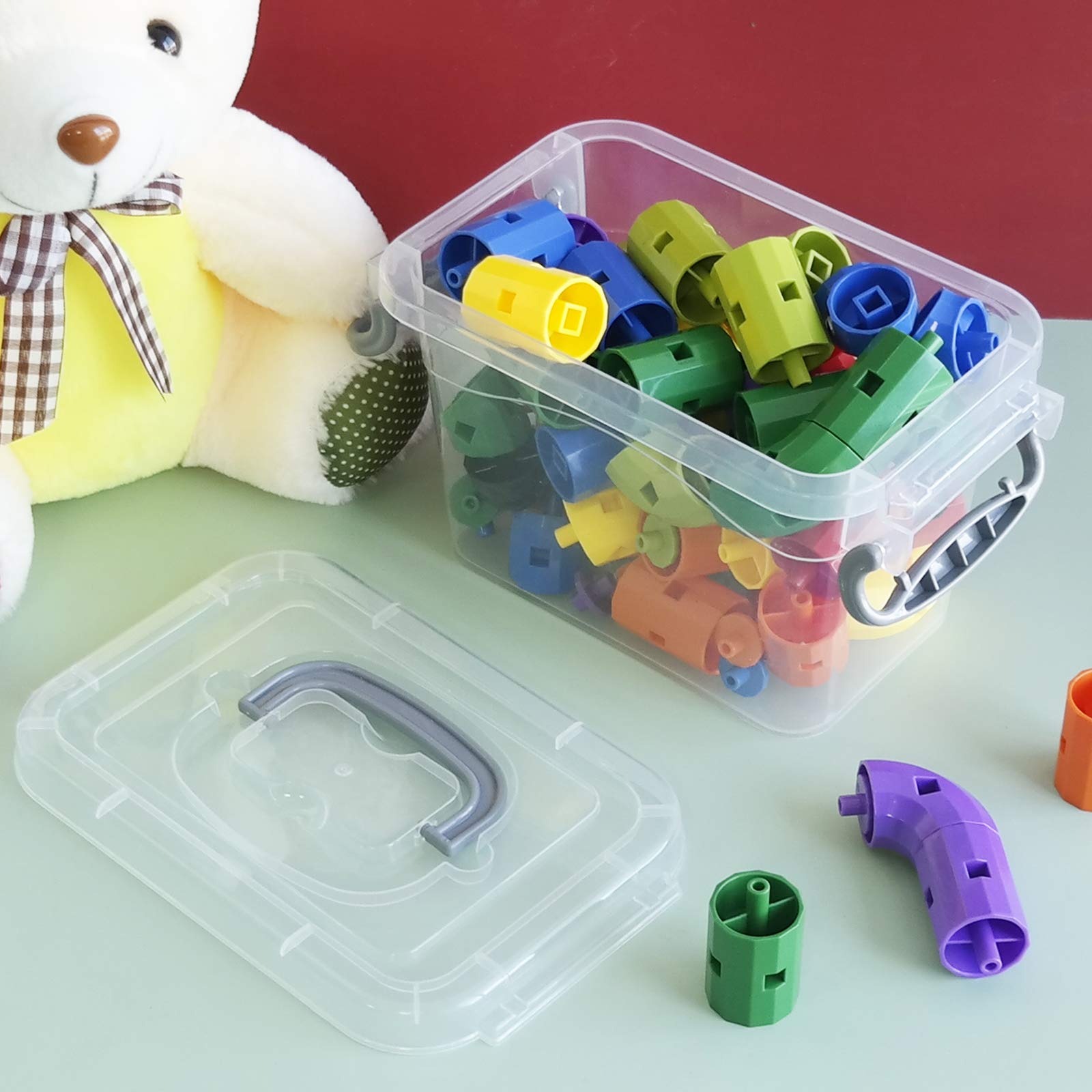 Vababa 1.5L Mini Clear Plastic Storage Boxes - 6 Pack Small Organizer Bins for Home, Office, Craft & Jewelry Organization | Stackable & Durable Containers