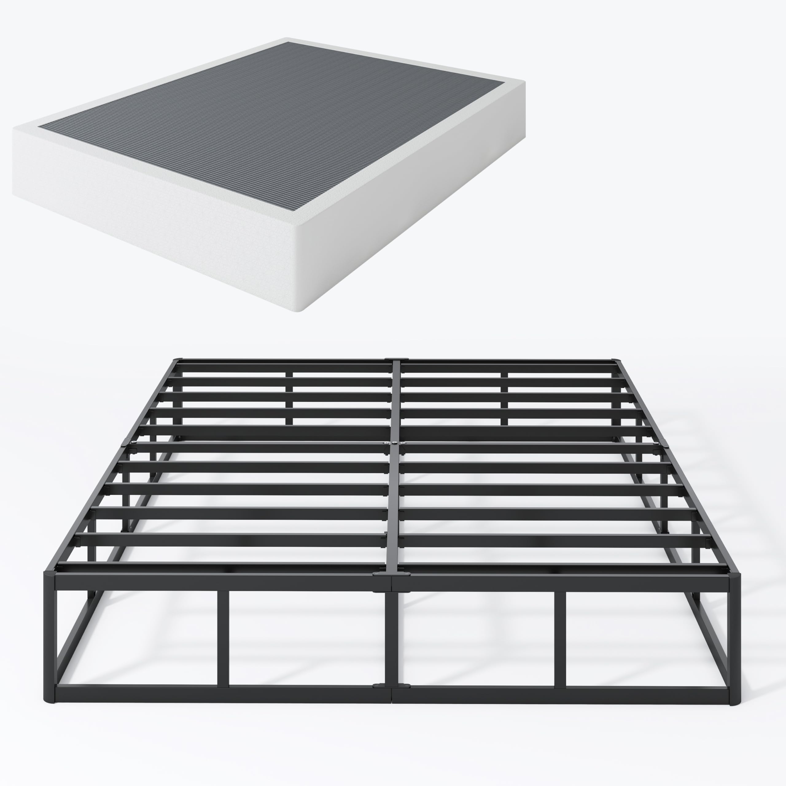 9 Inch Queen Box Spring - High Profile Metal Frame with Fabric Cover, Easy Assembly, 3000 lbs Weight Capacity - Perfect for Queen Beds, Guest Rooms & Dormitories