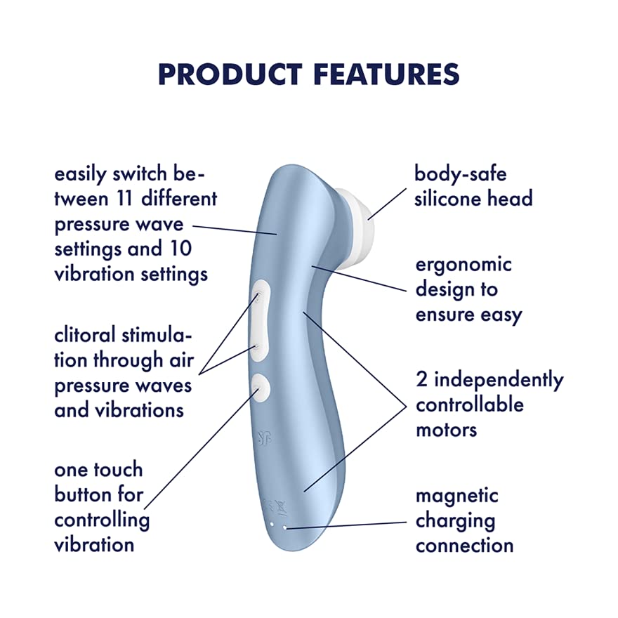 Satisfyer Pro 2+ Vibrator - Best Clitoral Suction Stimulator for Women | Rechargeable Adult Sex Toy with 11 Vibration Modes | Waterproof & Quiet Design for Solo Play & Couples Use | Female Wellness & Pleasure Device (Blue)