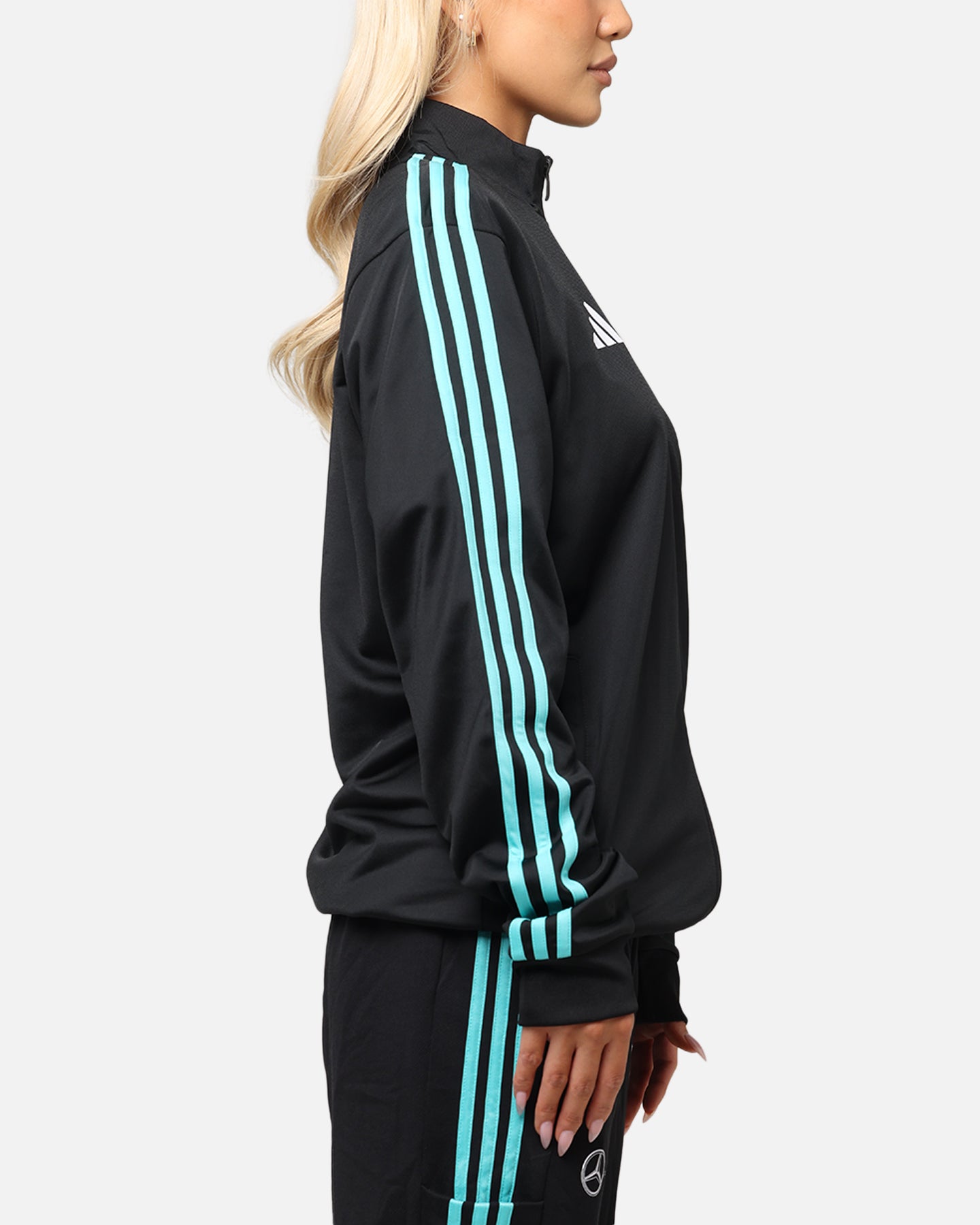 Adidas x Mercedes AMG Petronas Formula One F1 DNA Track Jacket Black/White - Stylish Racing-Inspired Outerwear for Motorsport Fans & Streetwear Fashion