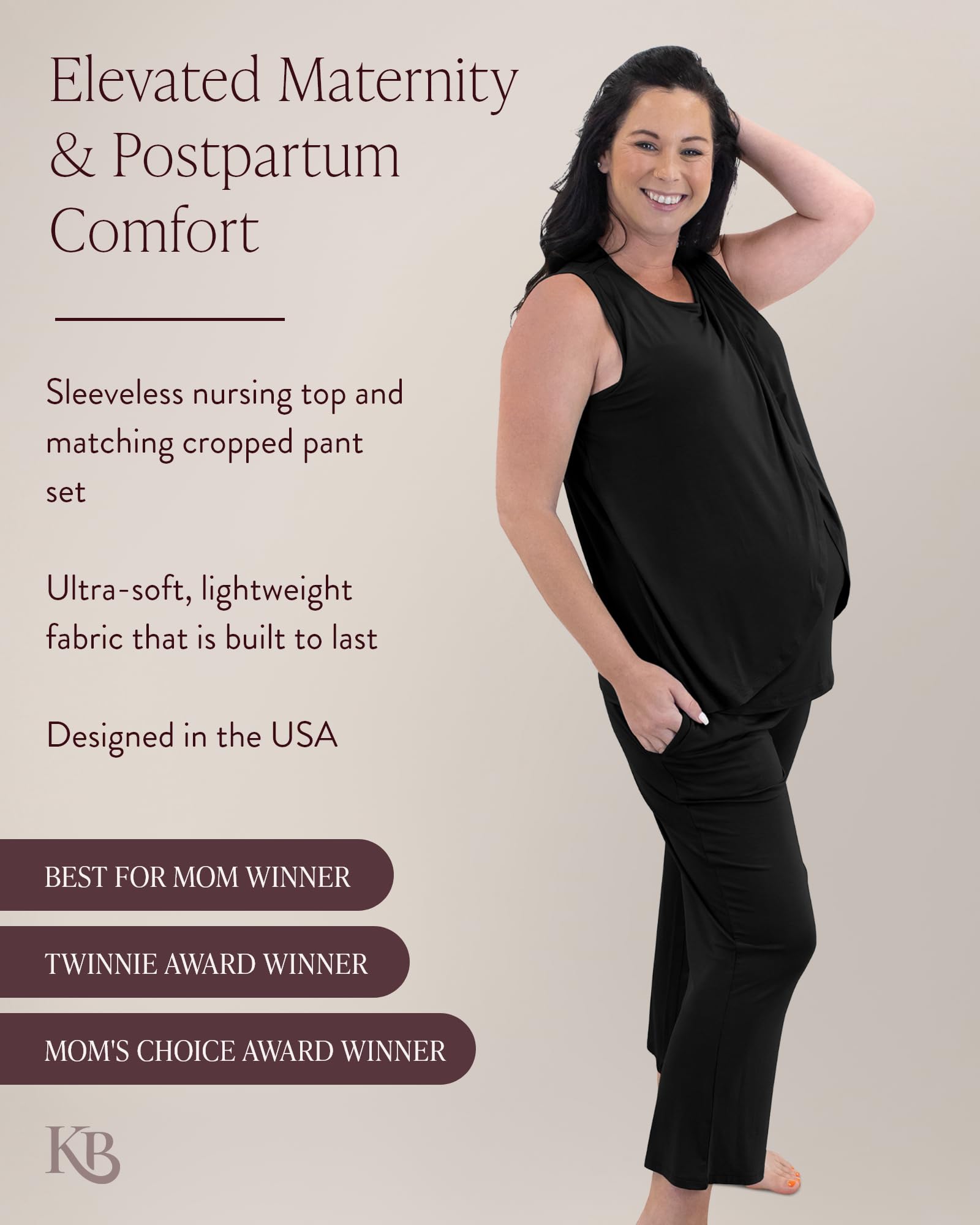 Kindred Bravely Tulip Hem Short Sleeve Maternity Pajama Lounge Set - Soft Nursing Sleepwear for Pregnant & Postpartum Women - Perfect for Nighttime Comfort & Breastfeeding
