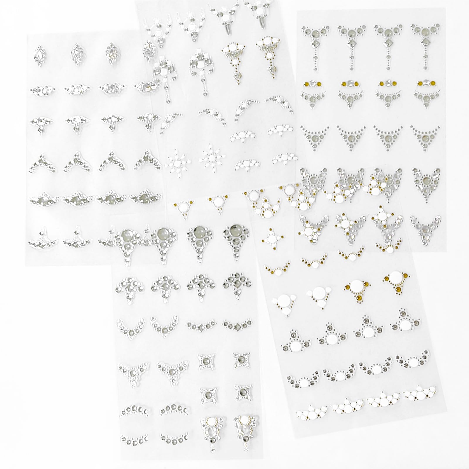 5D Nail Art Stickers - 3D Self-Adhesive Nail Gems Decals in White Gold & Silver Designs | DIY Nail Art Supplies for Women | Perfect for Manicures, Parties & Special Occasions
