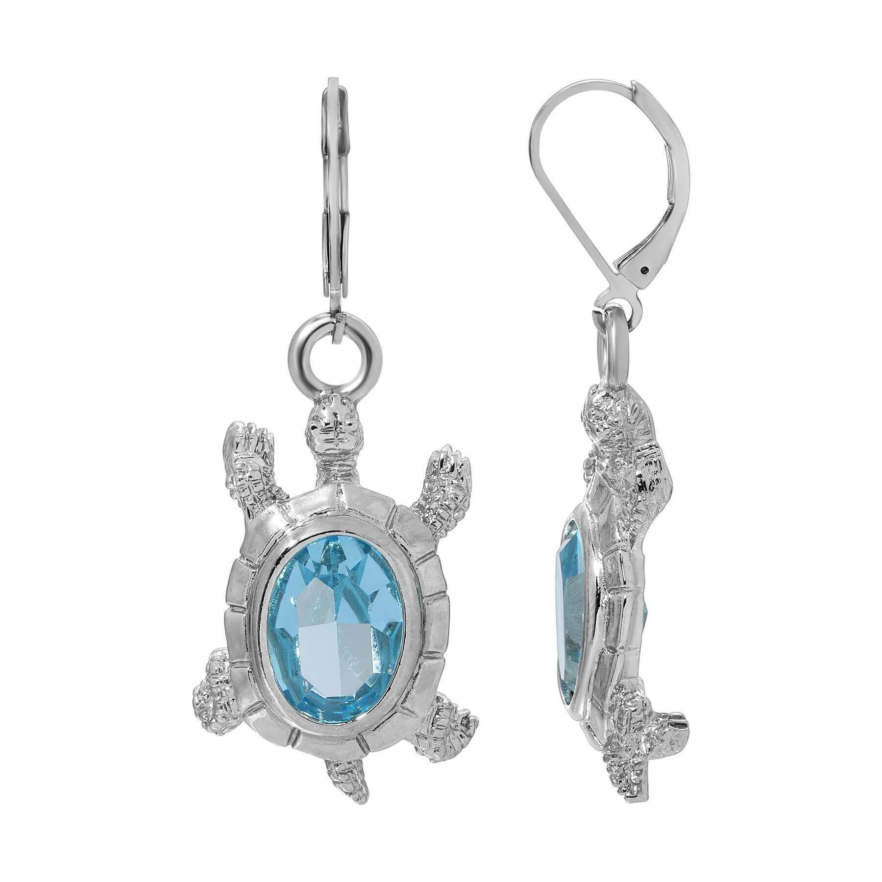 1928 Jewelry Aqua Marine Austrian Crystal Galapagos Tortoise Drop Earrings for Women - Elegant Dangle Earrings for Party, Wedding & Special Occasions