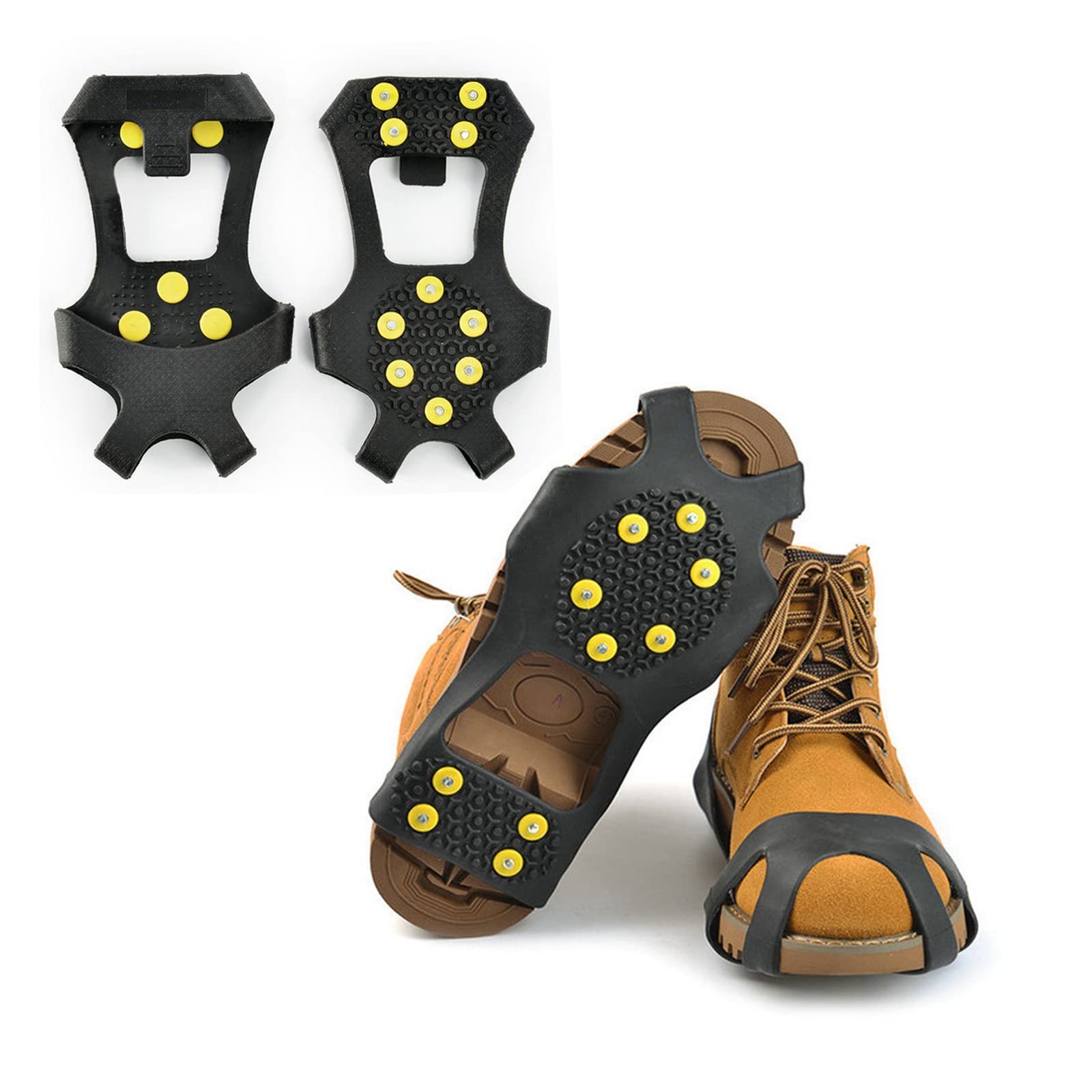 KONVINIT Ice Cleats for Shoes - Anti-Slip Traction Crampons for Walking, Jogging, Hiking on Snow & Ice - Perfect for Winter Outdoor Activities, Dog Walking & Commuting
