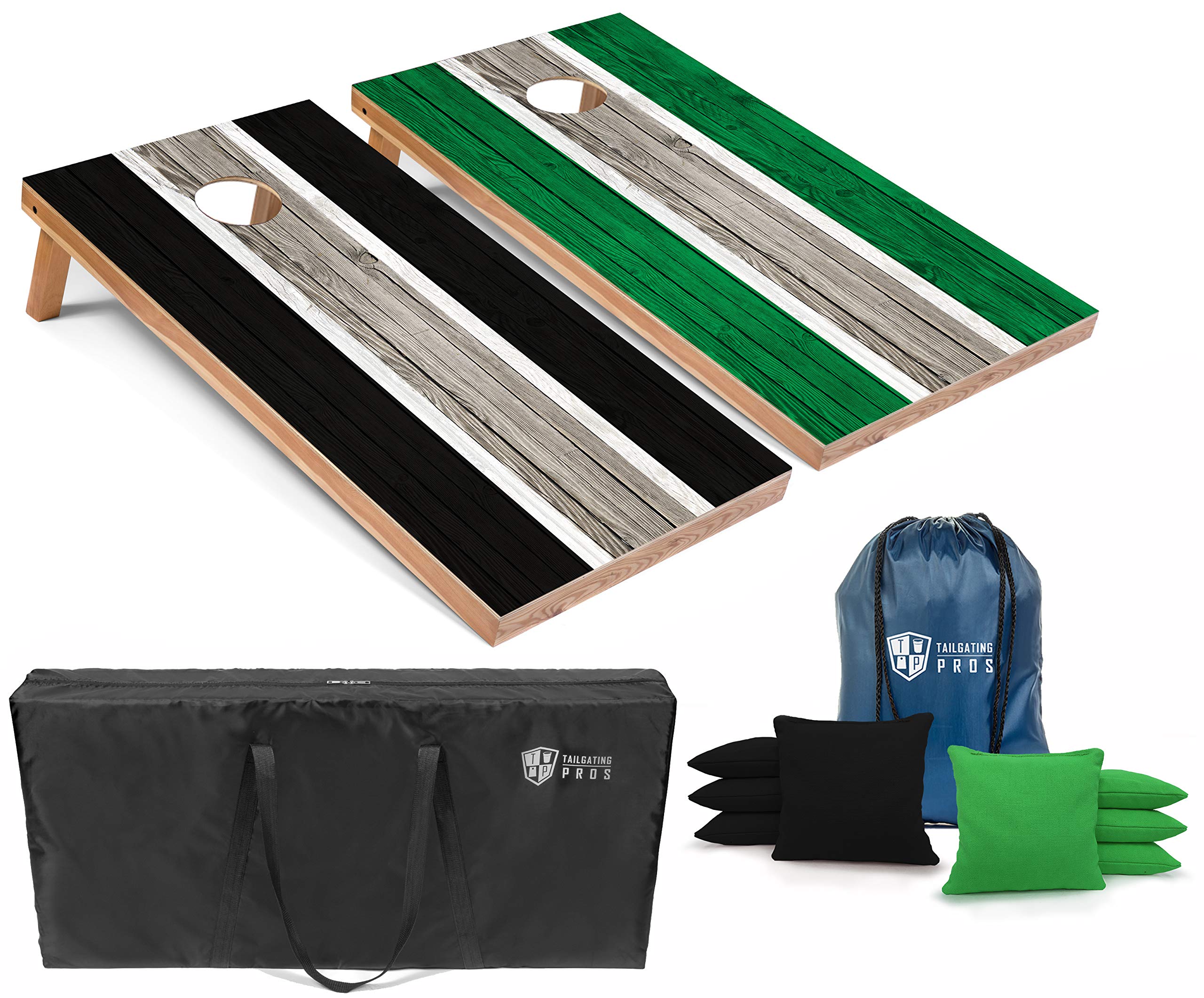 Premium LED Cornhole Board Set - 4'x2' Regulation Size with Lightweight Design, Striped Boards, LED Rings, 8 Bean Bags & Carrying Case - Perfect for Tailgating, Backyard Parties, Outdoor Games & College Events