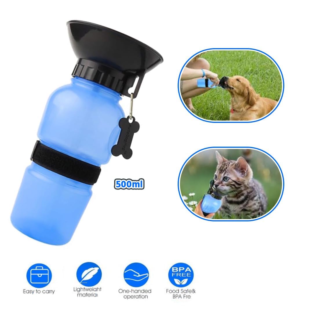 URBANPET Portable Dog Water Bottle with Sipper - 500ml Travel Water Bowl for Dogs | Perfect for Hiking, Walking & Outdoor Adventures