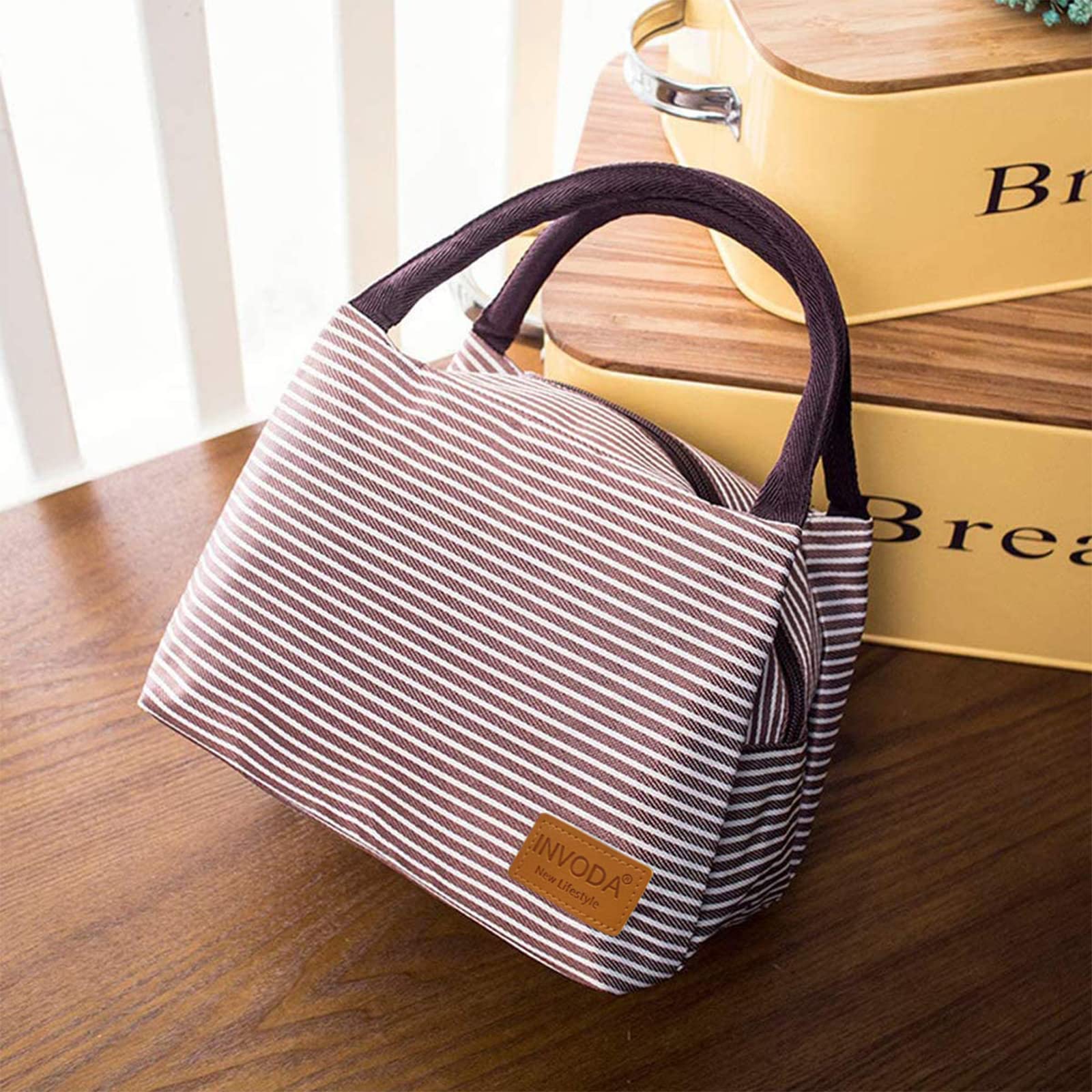 2PCS Insulated Lunch Bags - Reusable & Portable Cooler Tote for Office, School, Picnic & Beach - Leakproof Lunch Box Holder with Thermal Insulation (Blue + Brown) - Perfect for Work, Travel & Outdoor Activities