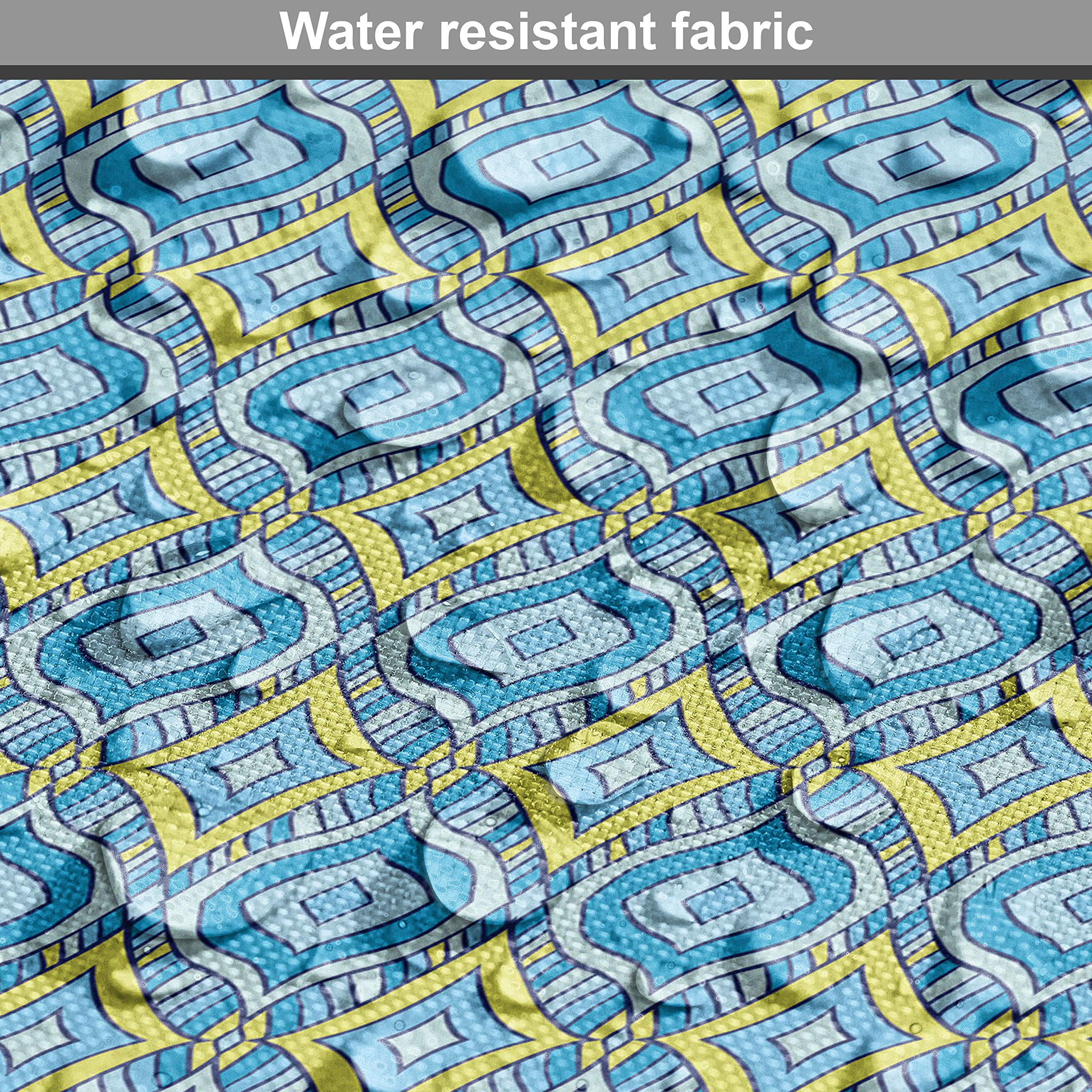 Abstract Rhombus Mosaic Fabric - Blue & Yellow Upholstery Material for Home Decor