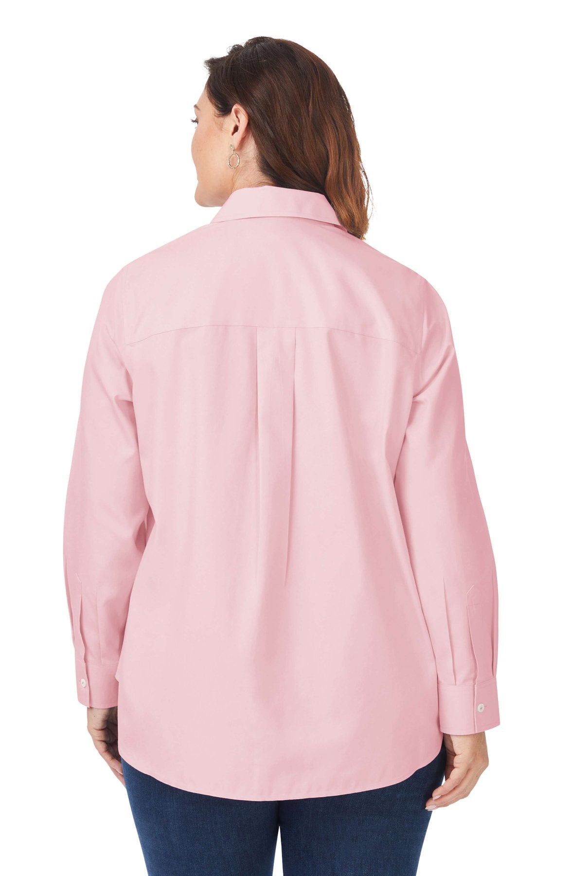 Boyfriend Plus No Iron Pinpoint Long Sleeve Tunic Shirt for Women - Comfortable Office Wear & Casual Outfits