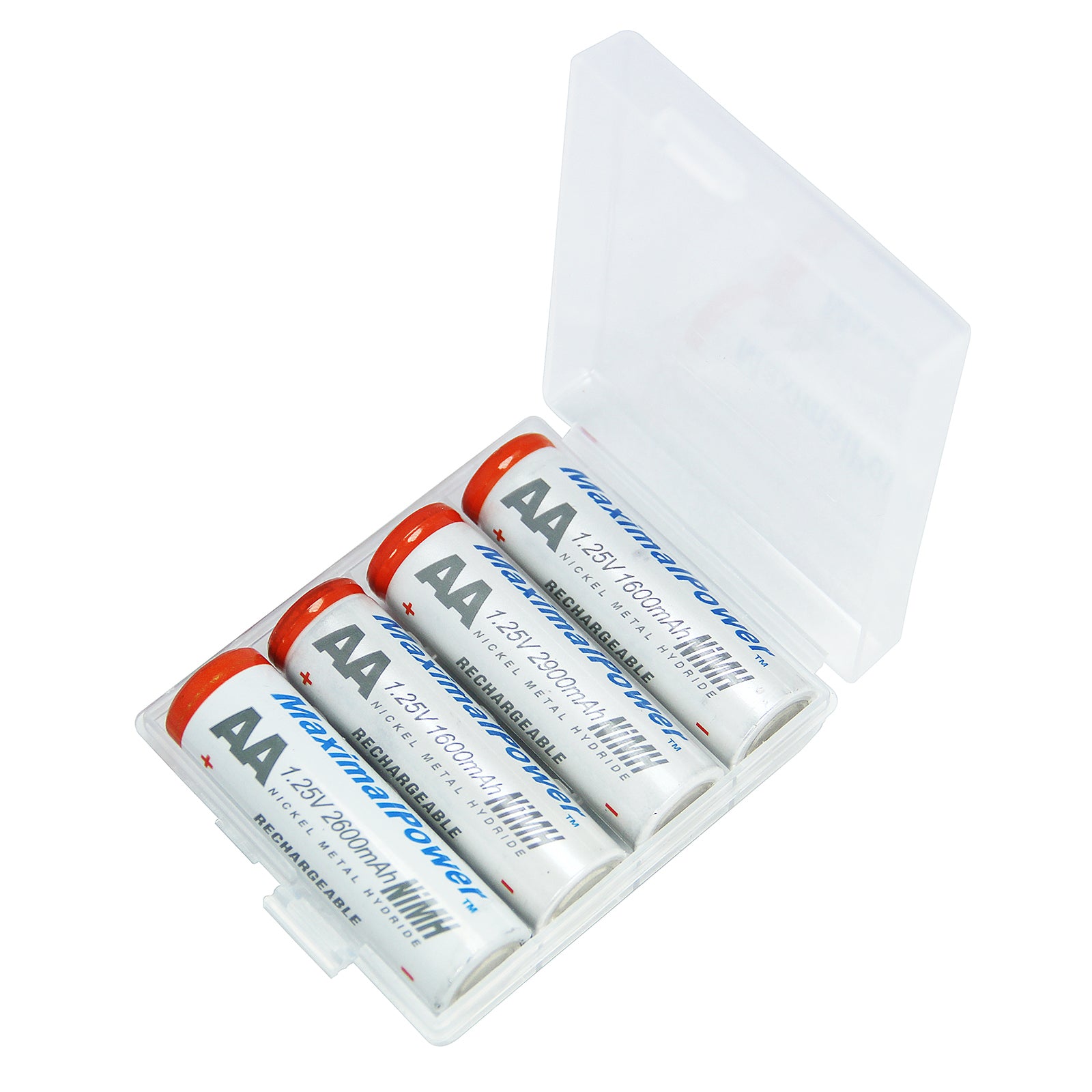 MaximalPower AAA Rechargeable Batteries 1200mAh - High Capacity NiMH Triple A Battery 1.2V, 4-Pack with Free Storage Case | Long Lasting Power for Cameras, Toys, Remote Controls & Electronic Devices