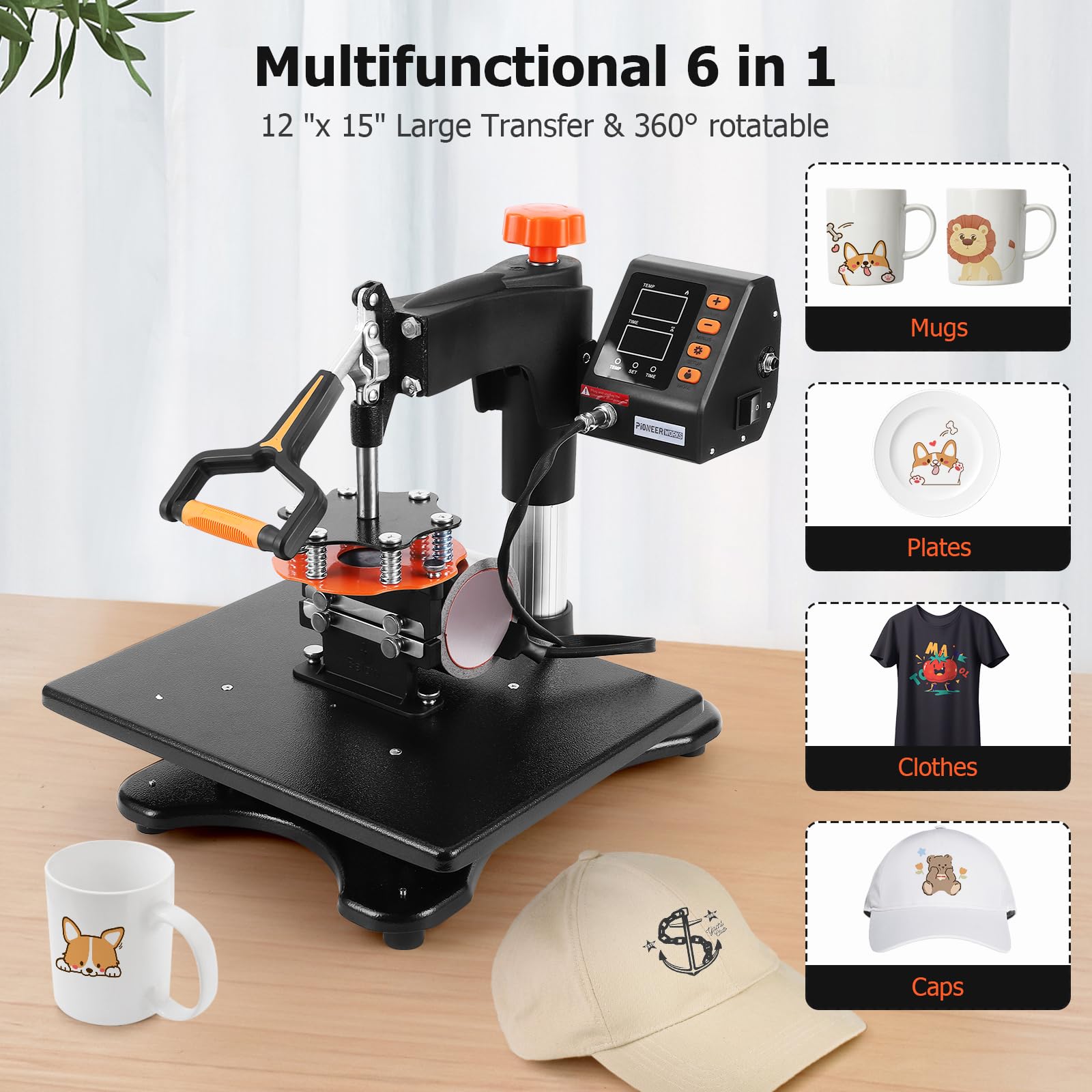 6 in 1 Heat Press Machine with 360° Rotation - 12
