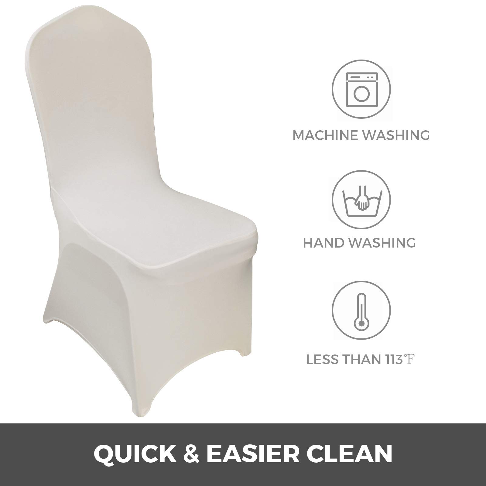 Happybuy 100 Pack Ivory Stretch Chair Covers - Polyester Spandex Slipcovers for Banquet, Dining, Party & Wedding Decor - Folding Flat Front Chair Covers (Perfect for Events, Restaurants & Home Decor)