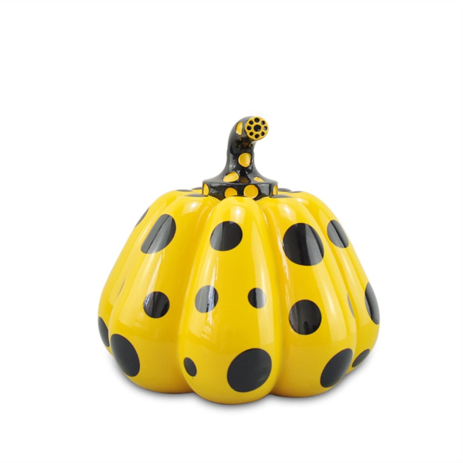 HMENJI Modern Pumpkin Sculpture - Yayoi Kusama Inspired Polka Dot Art Statue for Home & Office Decor - Large Yellow Decorative Piece for Wedding, Christmas & Interior Design