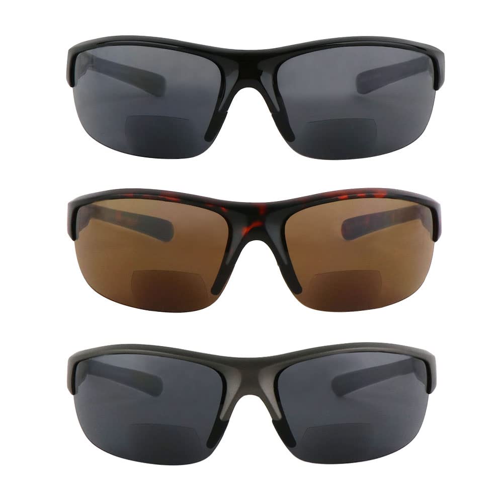 Bifocal Sunglasses for Men & Women - Polarized Wrap Around Sports Glasses for Reading & Outdoor Activities