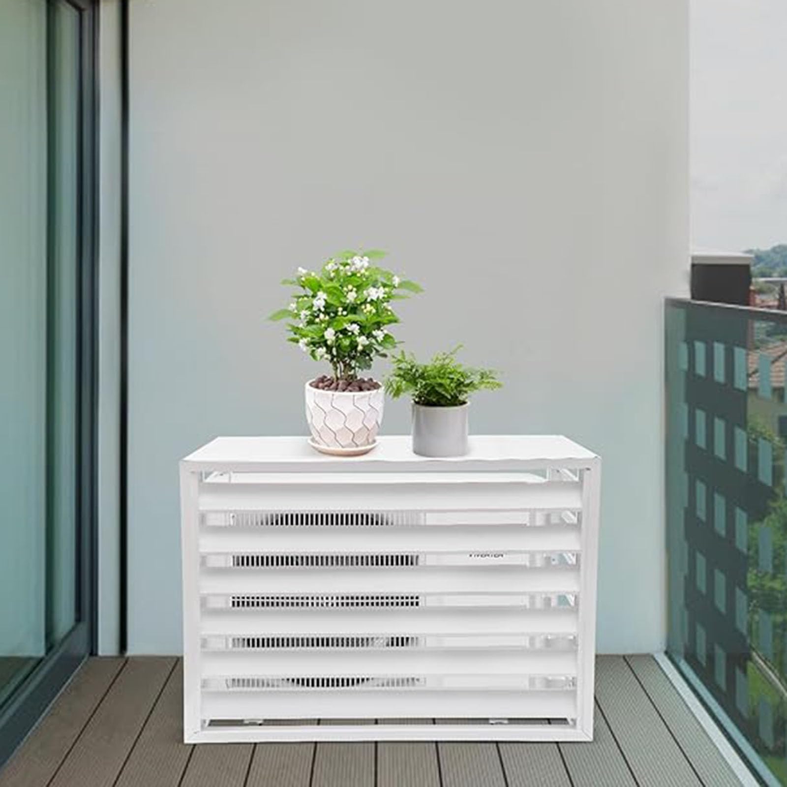 White 4-Panel Air Conditioner Privacy Fence Screen (39