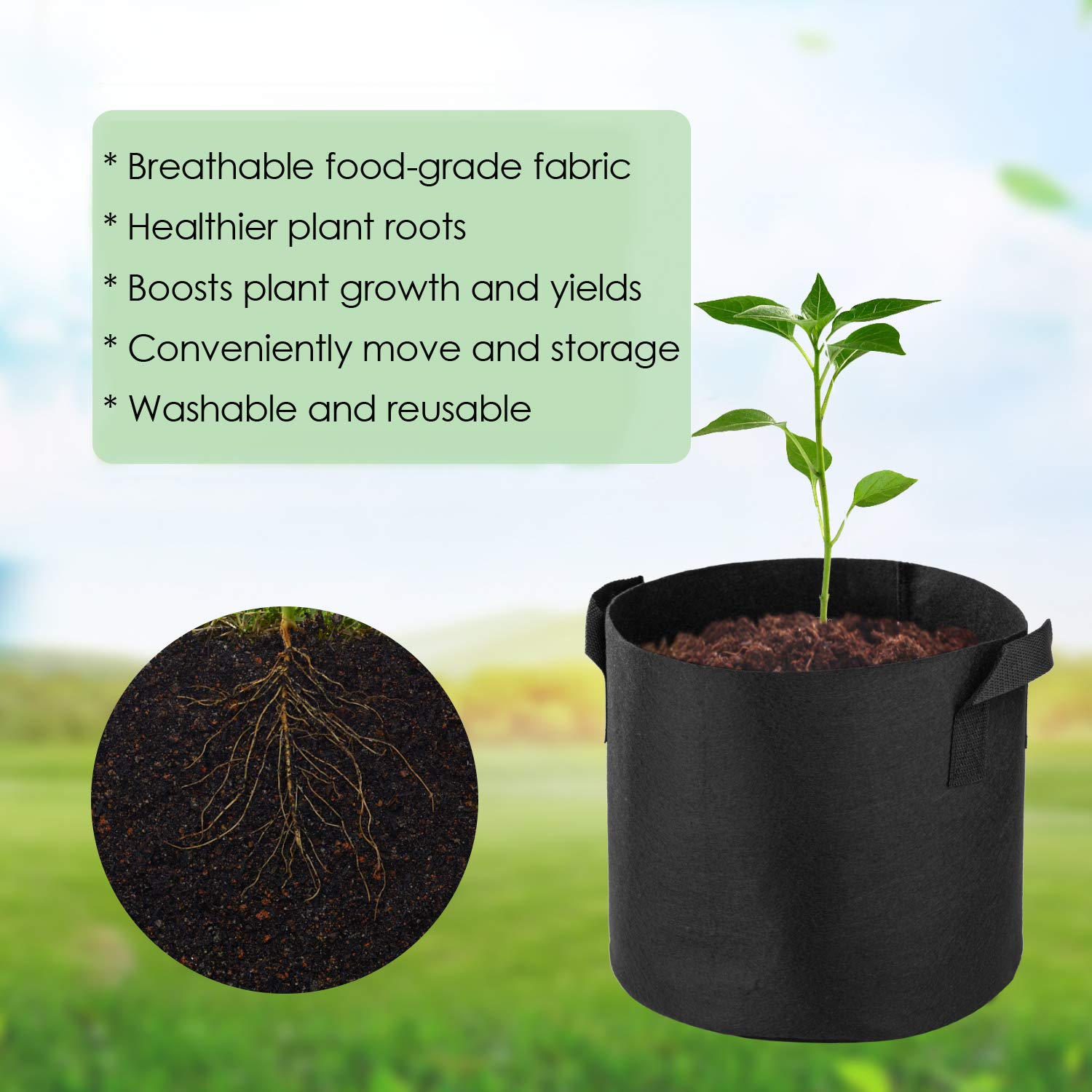 12-Pack 3 Gallon Heavy Duty Grow Bags - Thickened Nonwoven Fabric Plant Pots with Handles for Vegetables, Flowers & Herbs - Perfect for Indoor Gardening, Balcony Planting & Outdoor Container Gardening