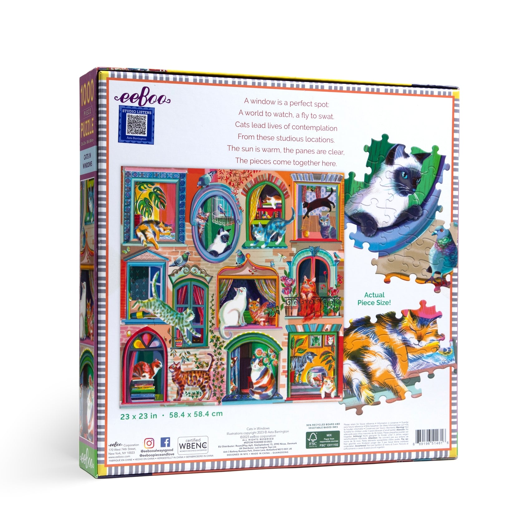 1000 Piece Jigsaw Puzzle of Cats in Windows - Fun Family Game & Home Decor for Cat Lovers | Perfect for Relaxation, Parties & Gift Giving