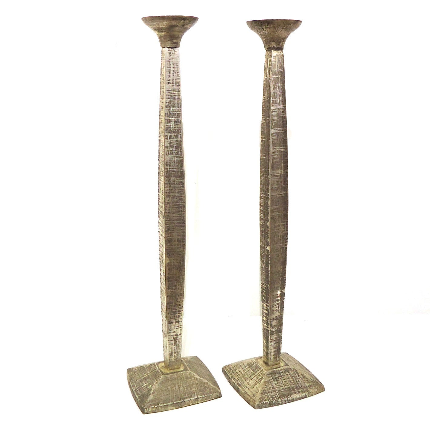 Antique Silver Candlesticks - Vintage Elegant Candle Holders for Wedding, Dining Table & Home Decor - Set of 2