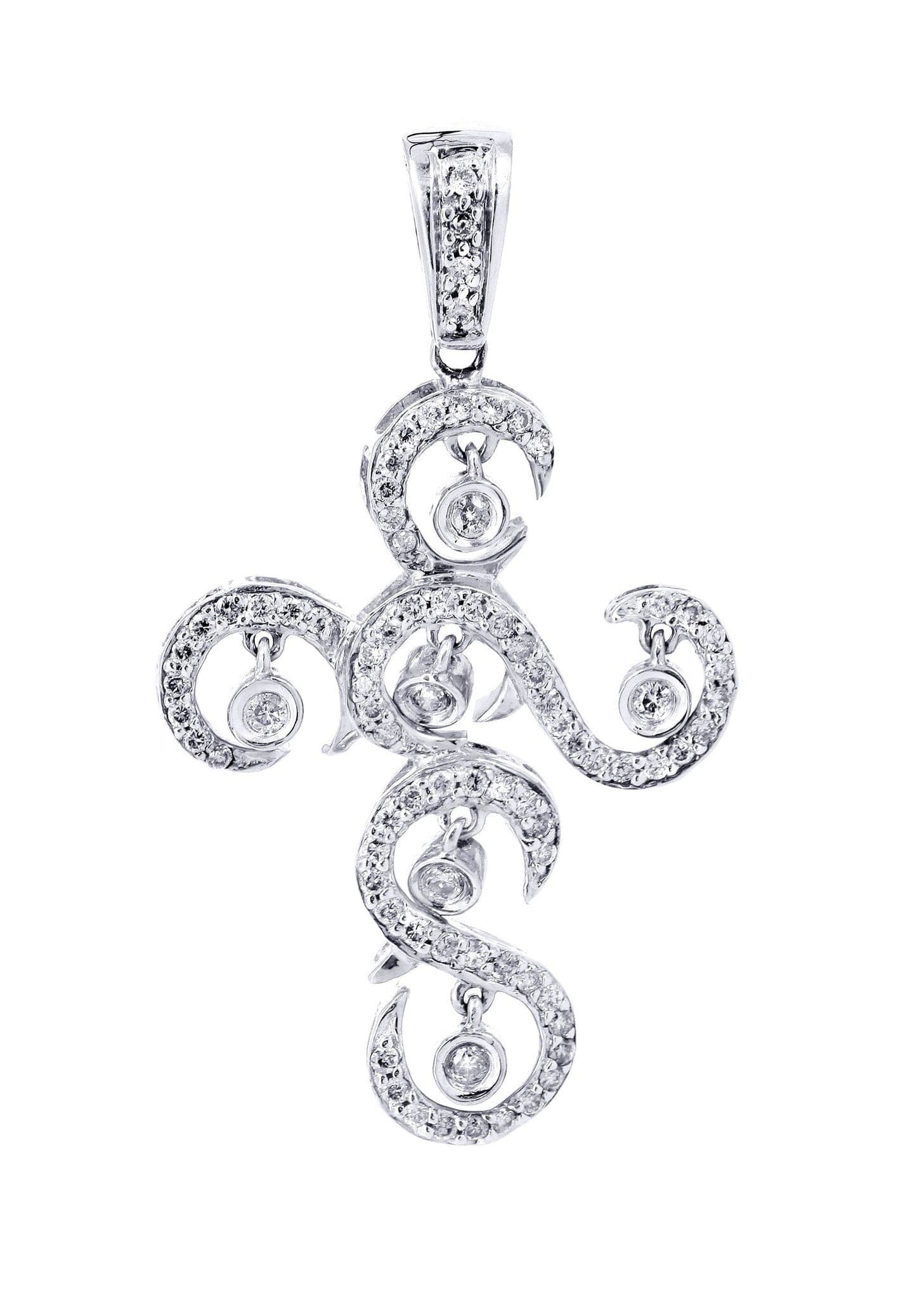 0.51 Carat Diamond Cross Pendant Necklace - 3.42 Grams Solid Gold Religious Jewelry for Women - Perfect for Baptism, First Communion & Everyday Wear