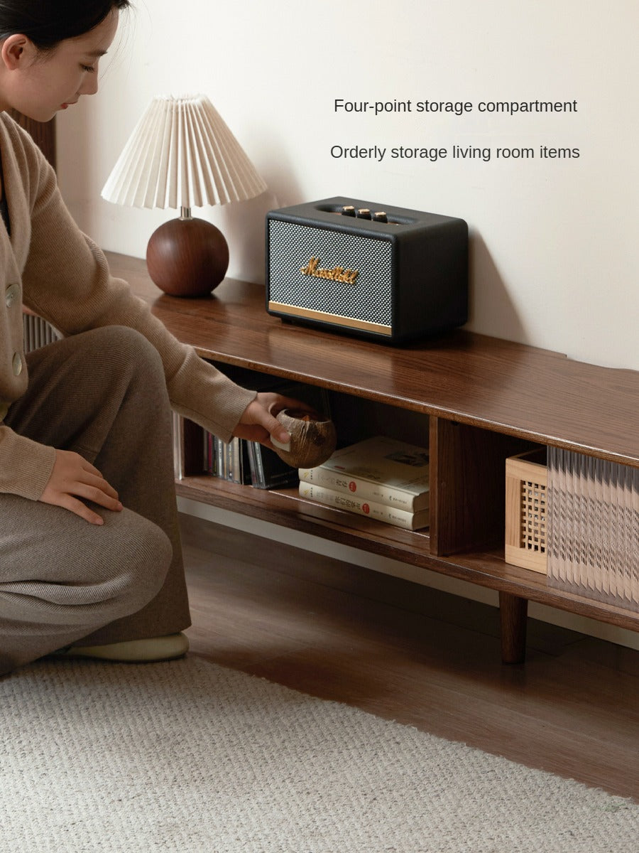 Oak Solid Wood Modern Simple TV Cabinet - Stylish & Durable Entertainment Center for Living Room, Bedroom, or Home Theater