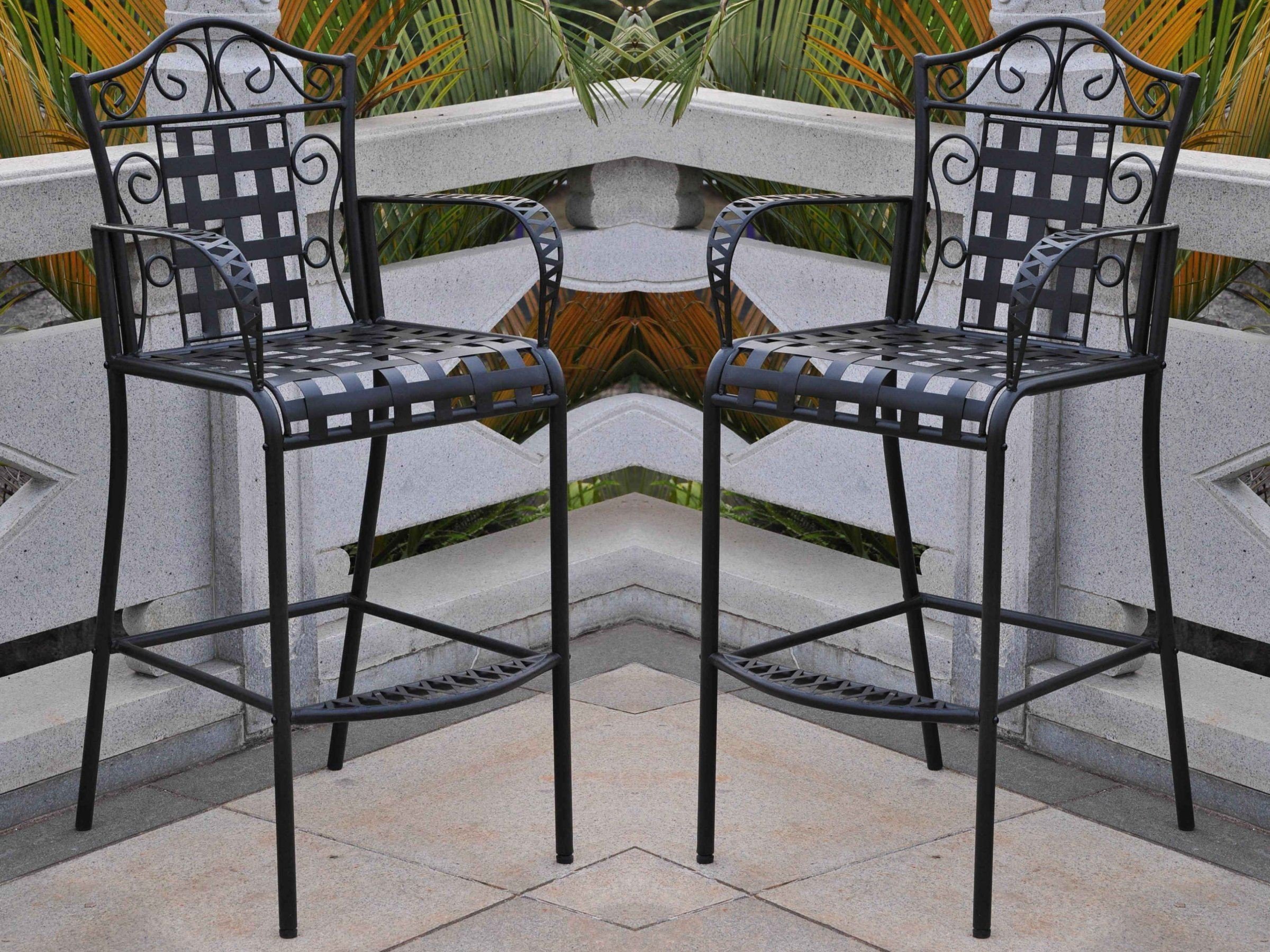 Set of 2 Mandalay Iron Bar Height Chairs - 30