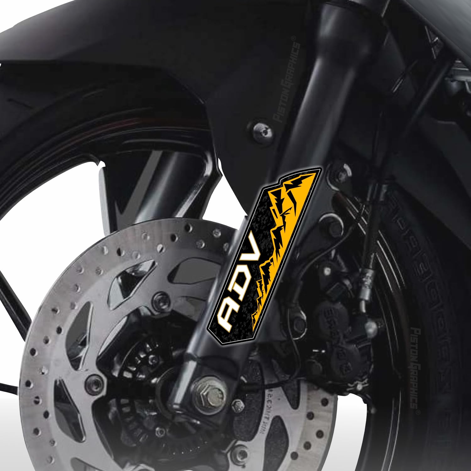 High-Quality Piston Graphics ADV Sticker for Bikes - Yellow & Black Bike Fork Decals (Pack of 2) - Perfect for Motorcycle, Dirt Bike & ATV Customization