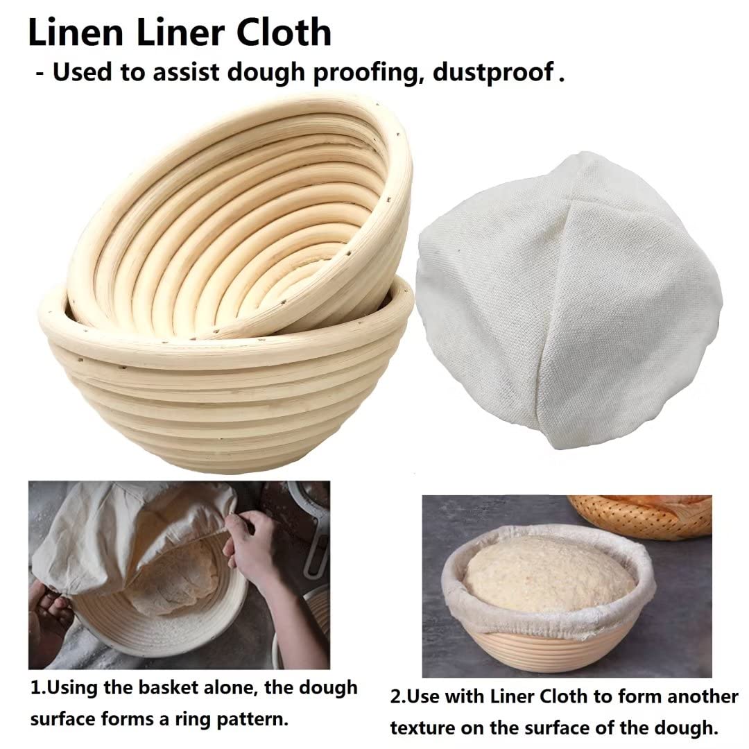 5 Inch Round Banneton Proofing Basket with Removable Liner - 6 Pack for Sourdough, Artisan Bread Baking | Perfect for Home Bakers & Professional Kitchens | Ideal for Bread Shaping, Dough Rising & Fermentation