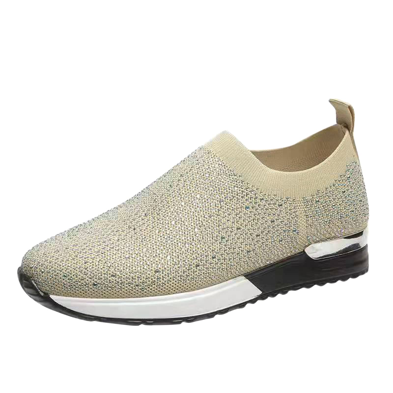 Sparkling Rhinestone Fashion Sneakers for Women - Breathable Mesh Casual Shoes with Thick Sole - Perfect for Daily Wear, Workouts & Party Outfits