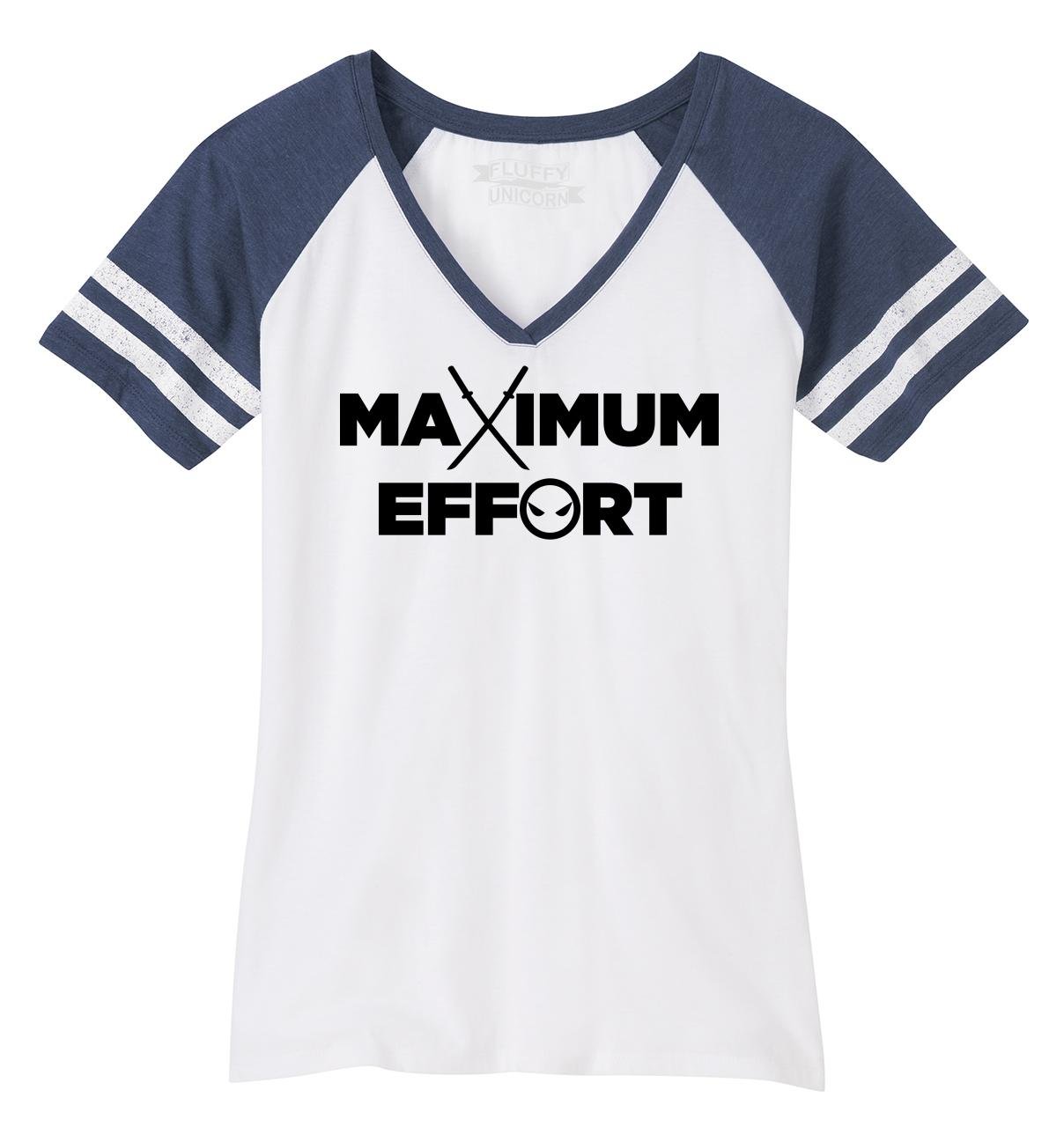 Funny Maximum Effort Movie Quote V-Neck T-Shirt for Women | Comical Graphic Tee | Casual Wear & Cosplay Costume