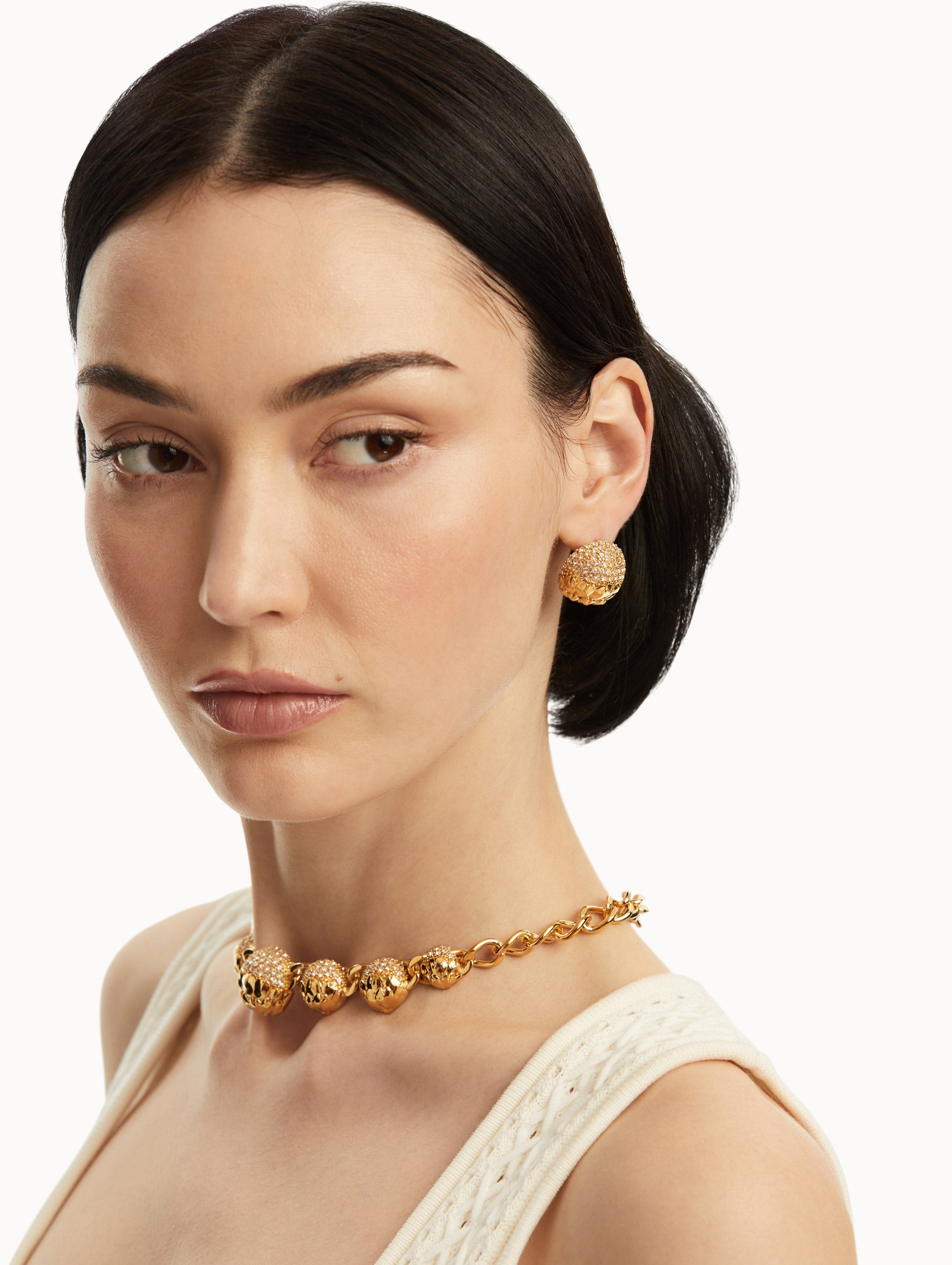 Pavé Artichoke Stud Earrings - 14K Gold Plated Dainty Floral Jewelry for Women - Perfect for Weddings, Parties & Everyday Elegance