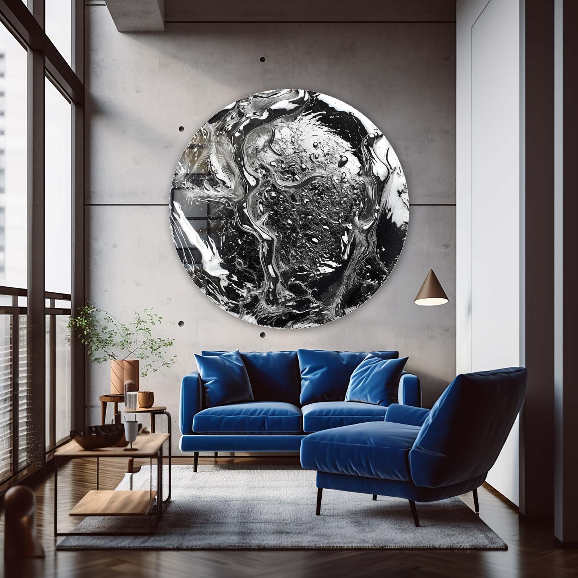 Abstract Pb 82 Rounded Glass Wall Art - Modern Home Decor for Living Room, Bedroom & Office - Elegant Glass Wall Sculpture for Contemporary Interior Design