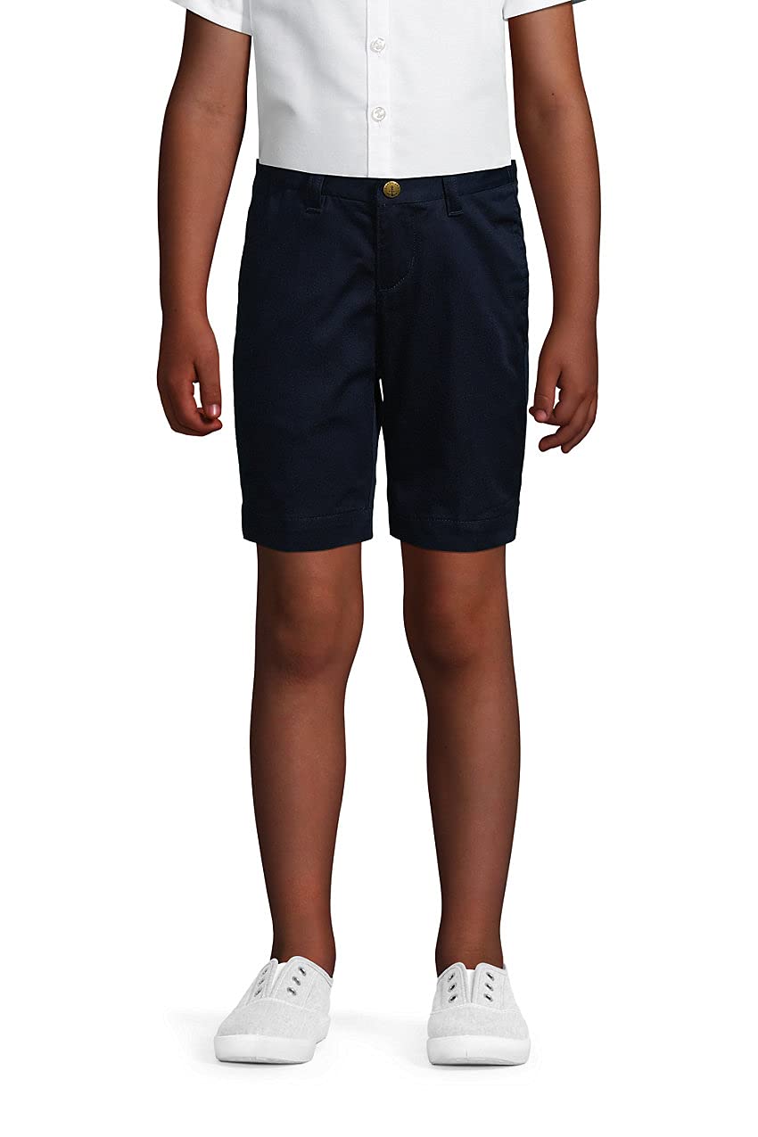 Lands' End Girls' Classic Navy Plain Front Chino Blend Shorts - Big Kid Size 12 | School Uniforms, Casual Wear & Everyday Comfort