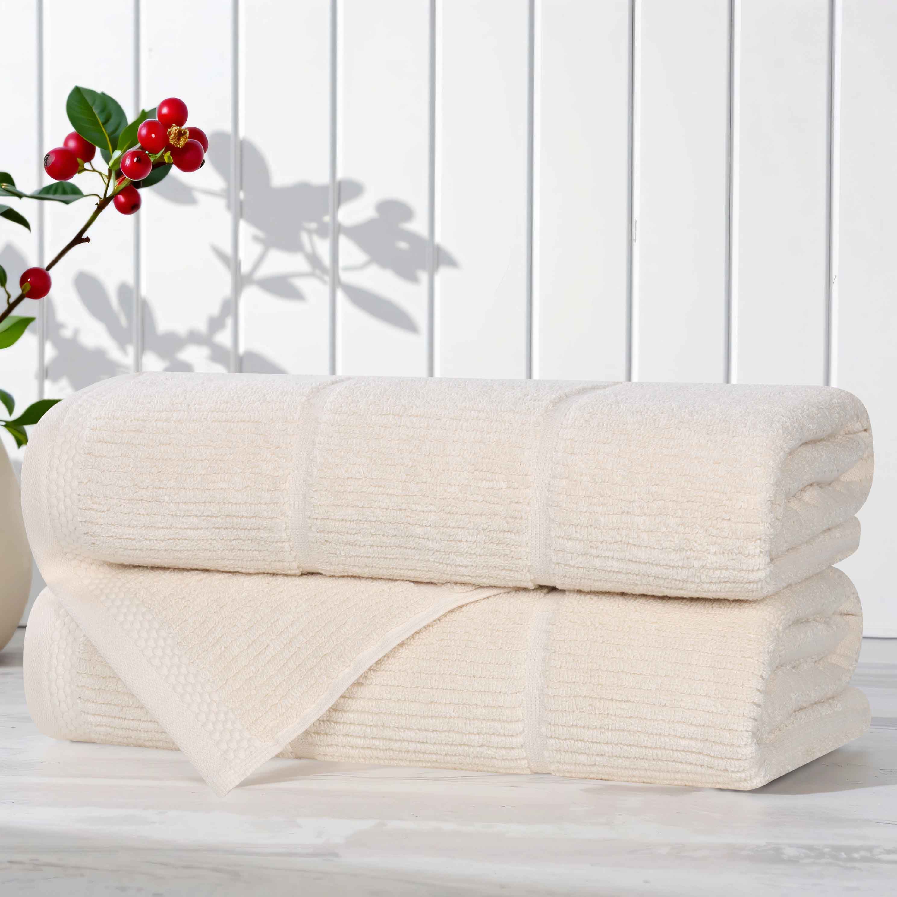 Milo Smart Twist Cotton Bath Towels - Ultra Soft & Absorbent, Set of 2 (24x48 Inches) - Perfect for Spa, Bathroom & Beach Use