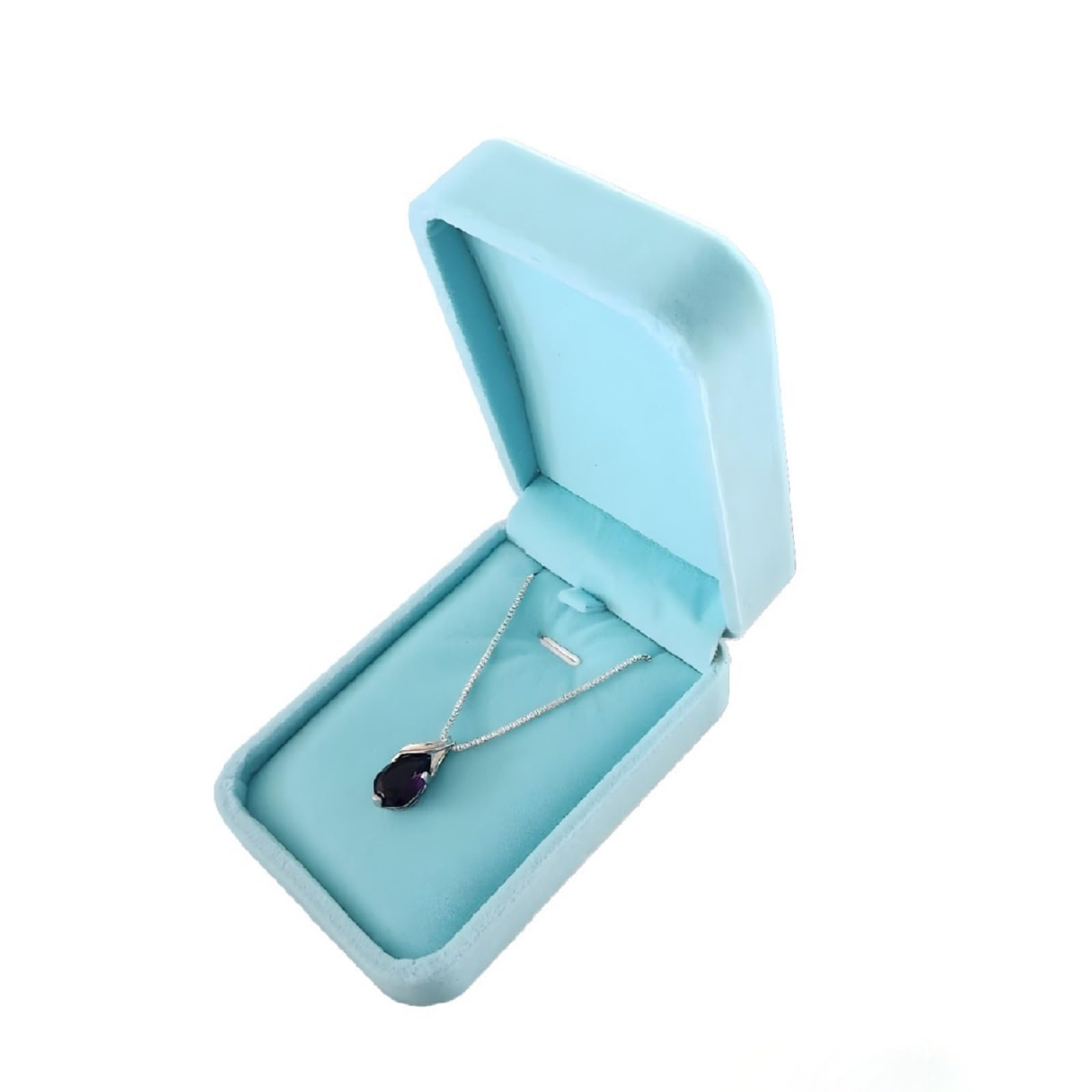 Luxury Velvet Jewelry Storage Box - Elegant Pendant & Necklace Display Case for Wedding, Proposal, Anniversary, Birthday, Valentine's Day & Christmas Gifts (Turquoise) | Perfect for Jewelry Organization & Romantic Gift Giving
