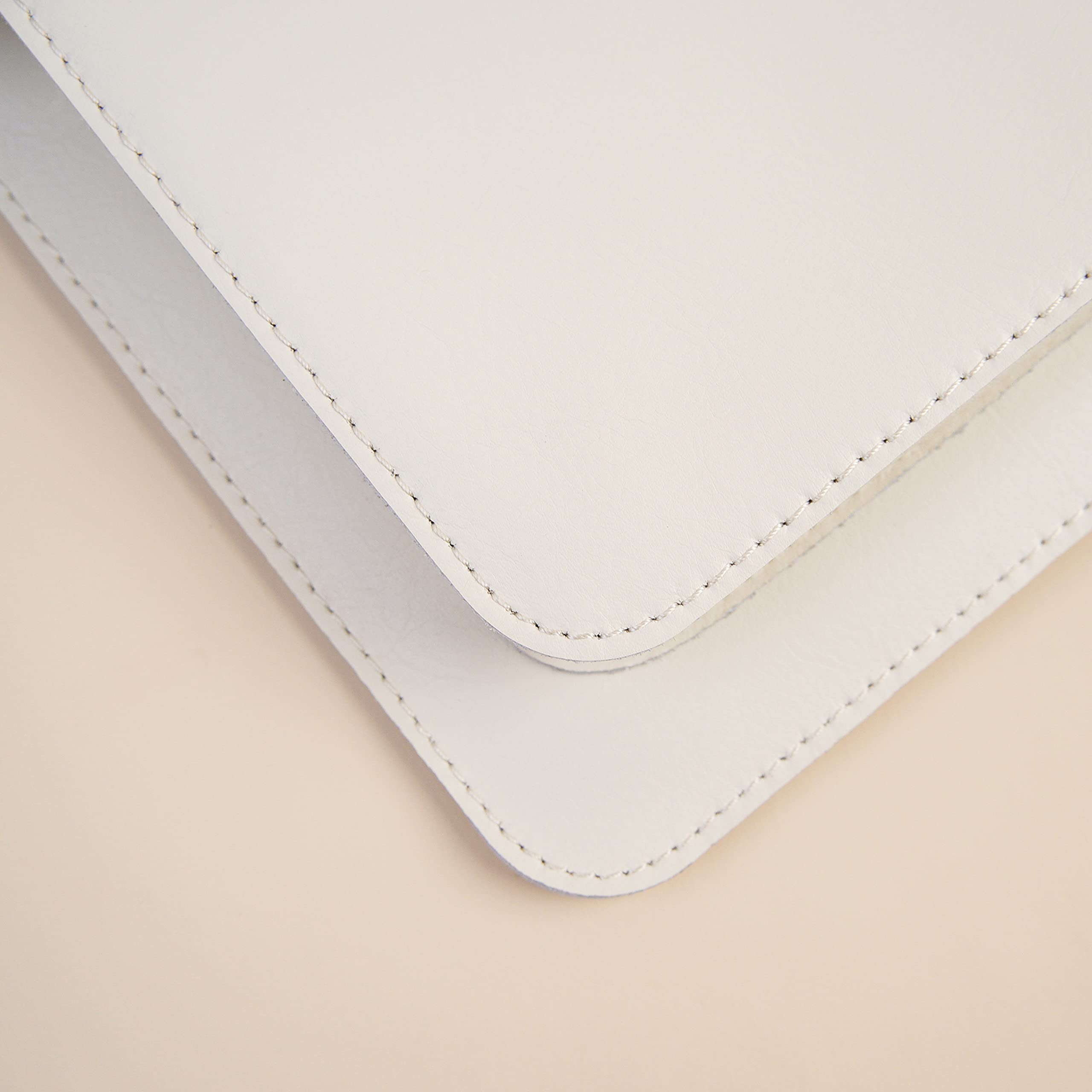 Premium Genuine Leather Laptop Sleeve for 15-inch MacBook Air 2024 & Surface Laptop 15 | Slim Protective Case for MacBook Pro 15, Surface Book 13.5 | Elegant White | Perfect for Office, Travel & Daily Commute
