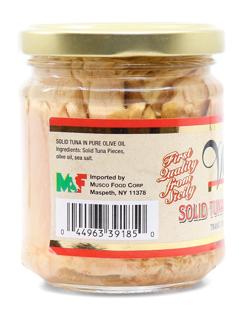 Premium Imported Sicilian Solid Tuna in Extra Virgin Olive Oil - 2 Pack (6.75 oz Jars) - Wild Caught, High Protein, Keto & Paleo Friendly - Perfect for Salads, Pasta & Gourmet Recipes
