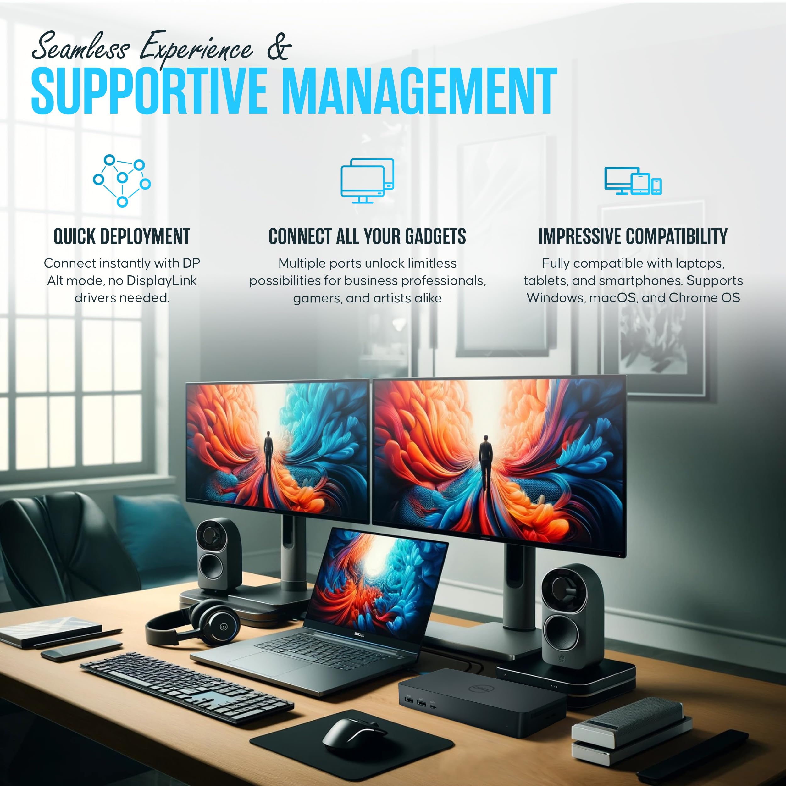 Dell WD19 USB C Docking Station - Dual Monitor Dock with 180W Power Adapter, HDMI & DisplayPort - Compatible with Dell Laptops for Home Office & Workspace Setup