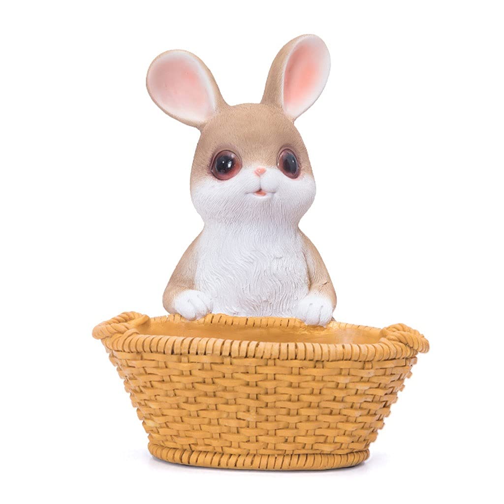 Cute Rabbit Resin Flower Pot with Drainage - Small Cactus Planter for Office Decor, Home & Garden Planting (Size B) - Perfect for Succulents, Herbs & Indoor Plants
