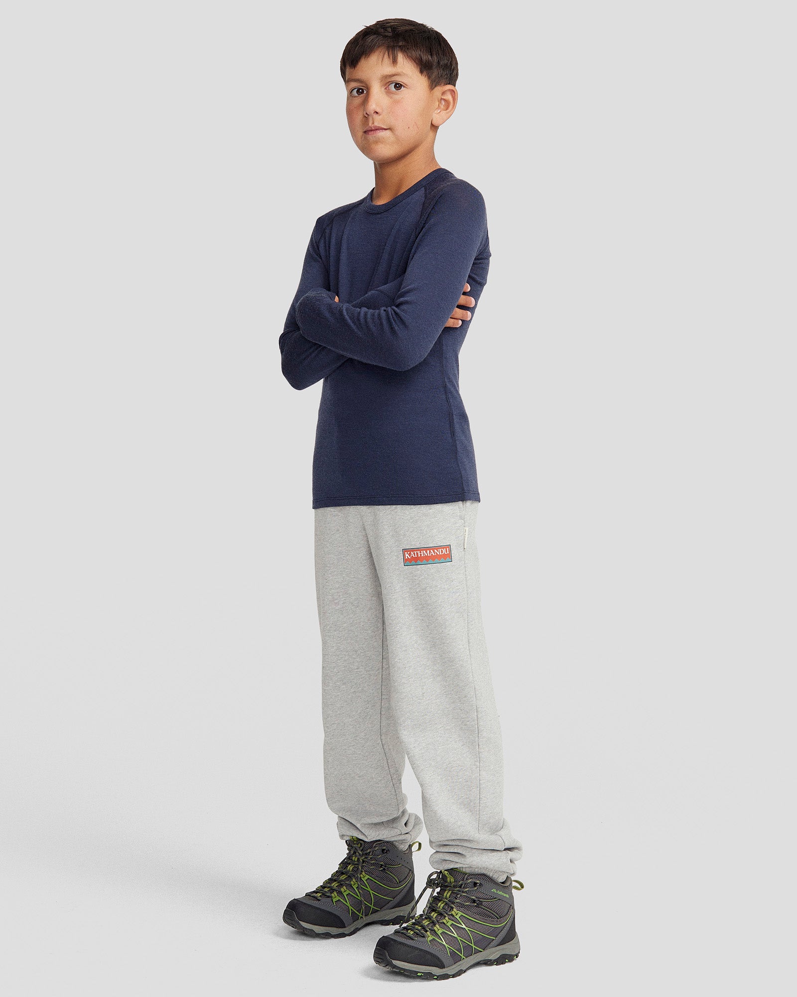 KMD Merino Kids' Baselayer Long Sleeve Top - Pure Navy - Soft Wool Thermal Underwear for Boys & Girls - Perfect for Winter Sports, Hiking & Outdoor Activities