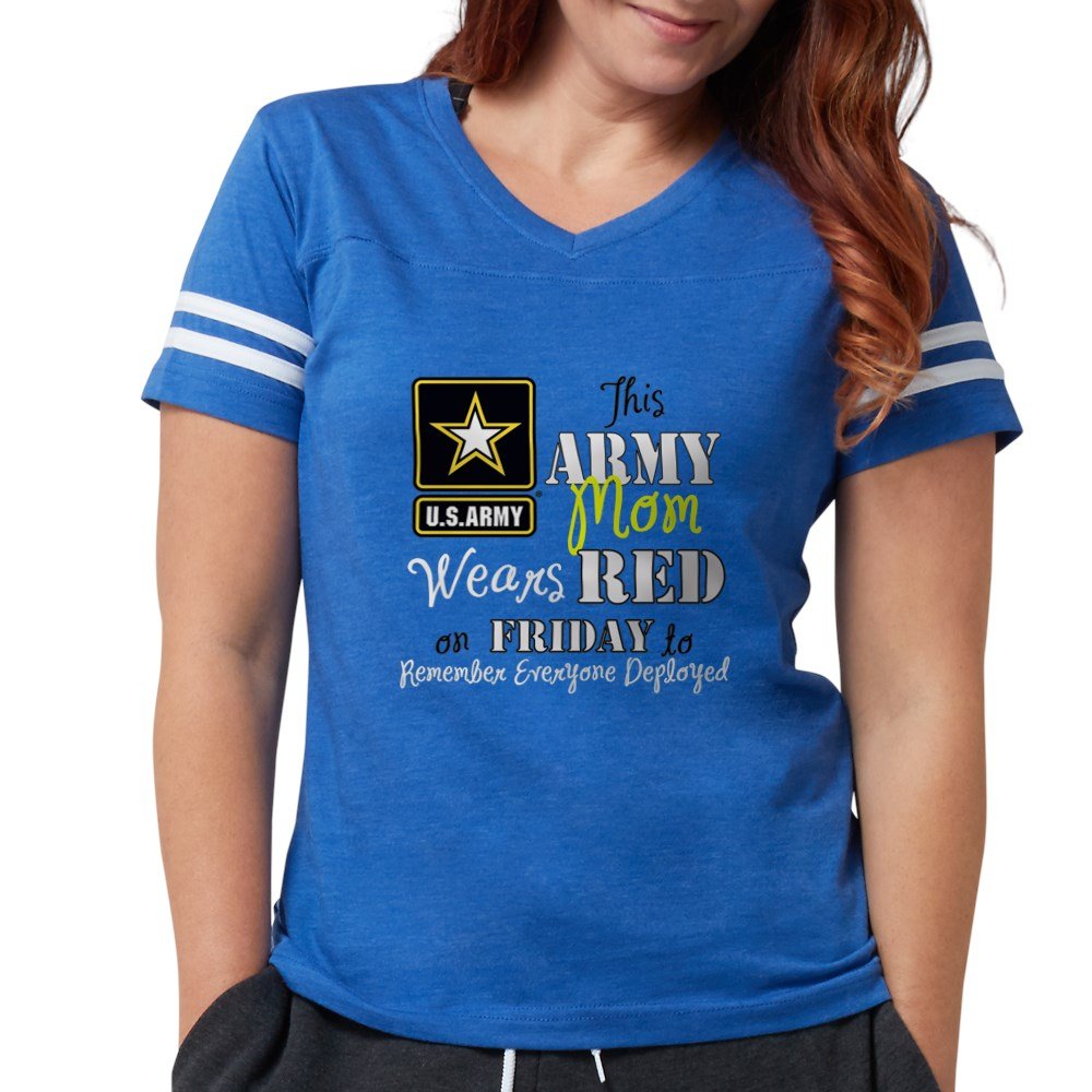 Army Mom Wears Red Women's Football Shirt - Patriotic Military Apparel for Game Day & Supportive Moms | Perfect for Football Games, Military Events & Proud Mom Moments