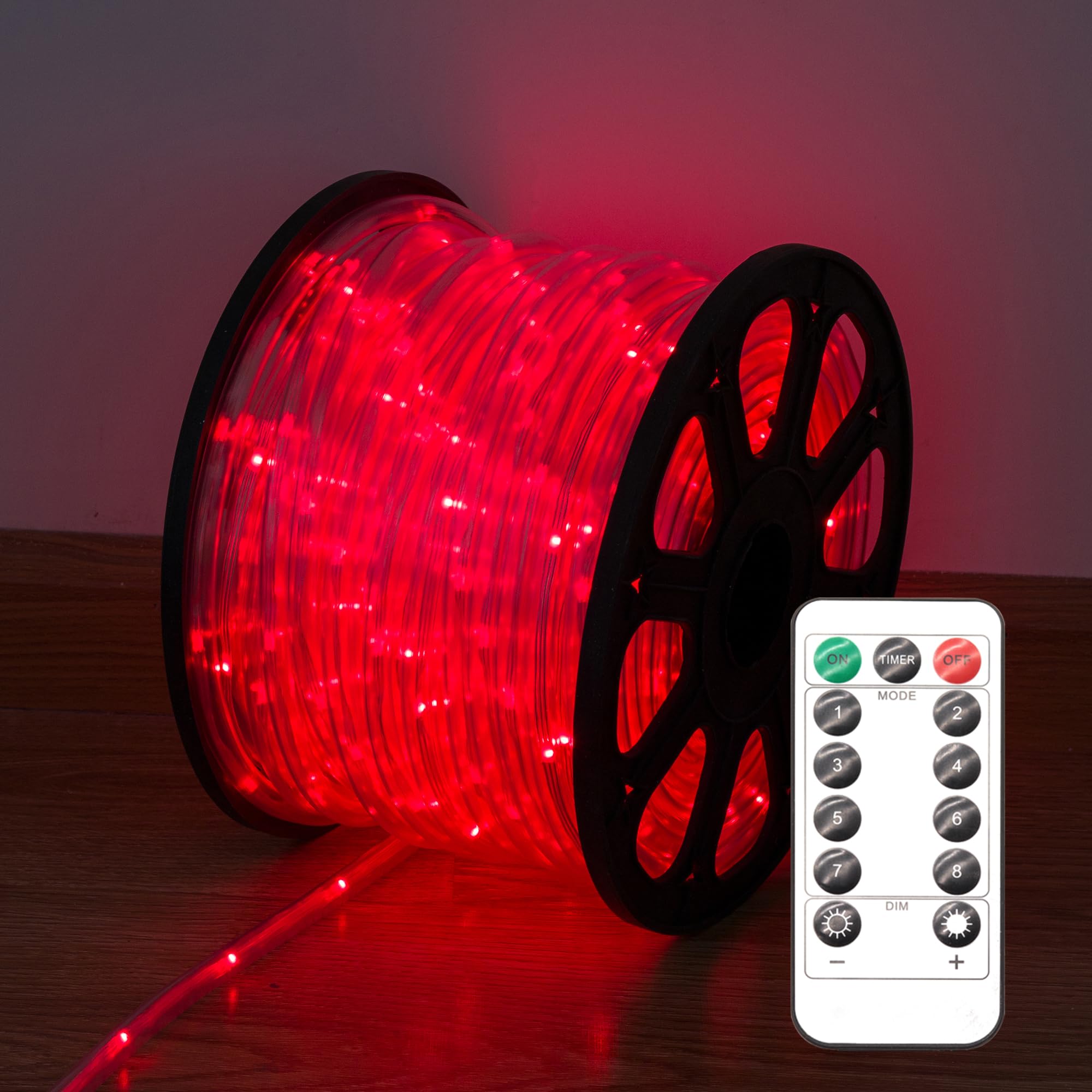 20Ft Waterproof Outdoor LED Rope Lights - 86 LEDs, 110V, 8 Modes with Remote Control & Timer - Durable Red LED Strip Light for Party, Holiday, Garden, Patio, and Indoor/Outdoor Decoration - Perfect for Christmas, Halloween, and Backyard Lighting