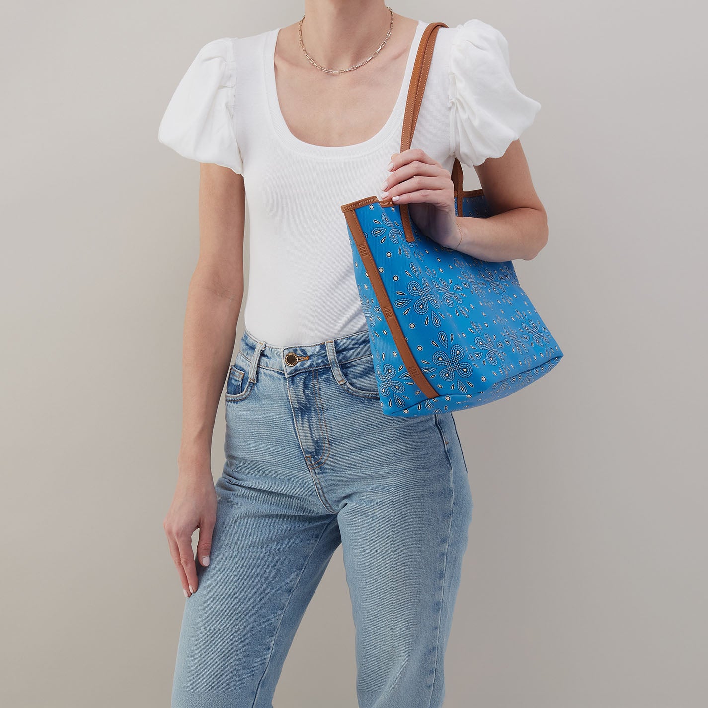 All That Tote In Coated Canvas - Blue Journey Bandana Print Handbag | Stylish Waterproof Shoulder Bag for Women | Perfect for Work, Travel & Shopping