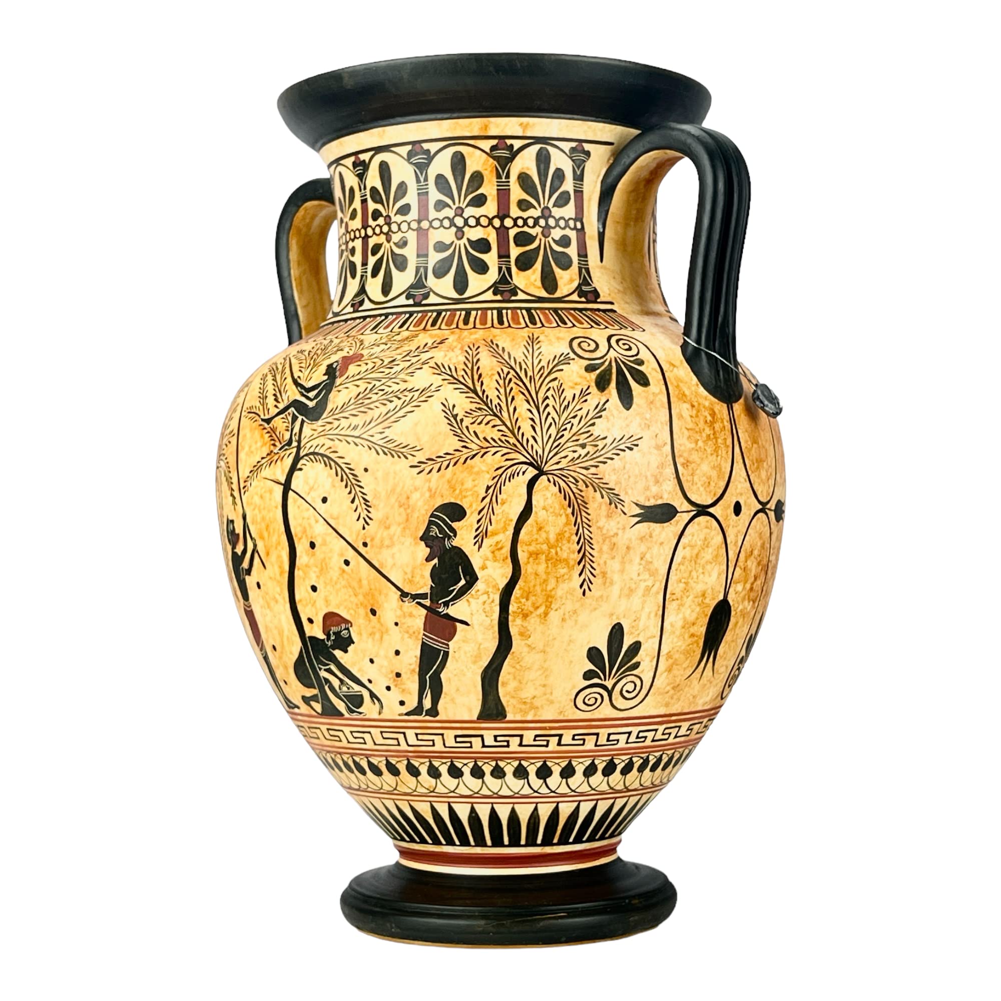 Ancient Greek Pottery Ceramic Vase - Amphora Olive Gathering Heracles Centaur Pholus Design | Handcrafted Art for Home Decor, Museum Replica & Greek Mythology Lovers