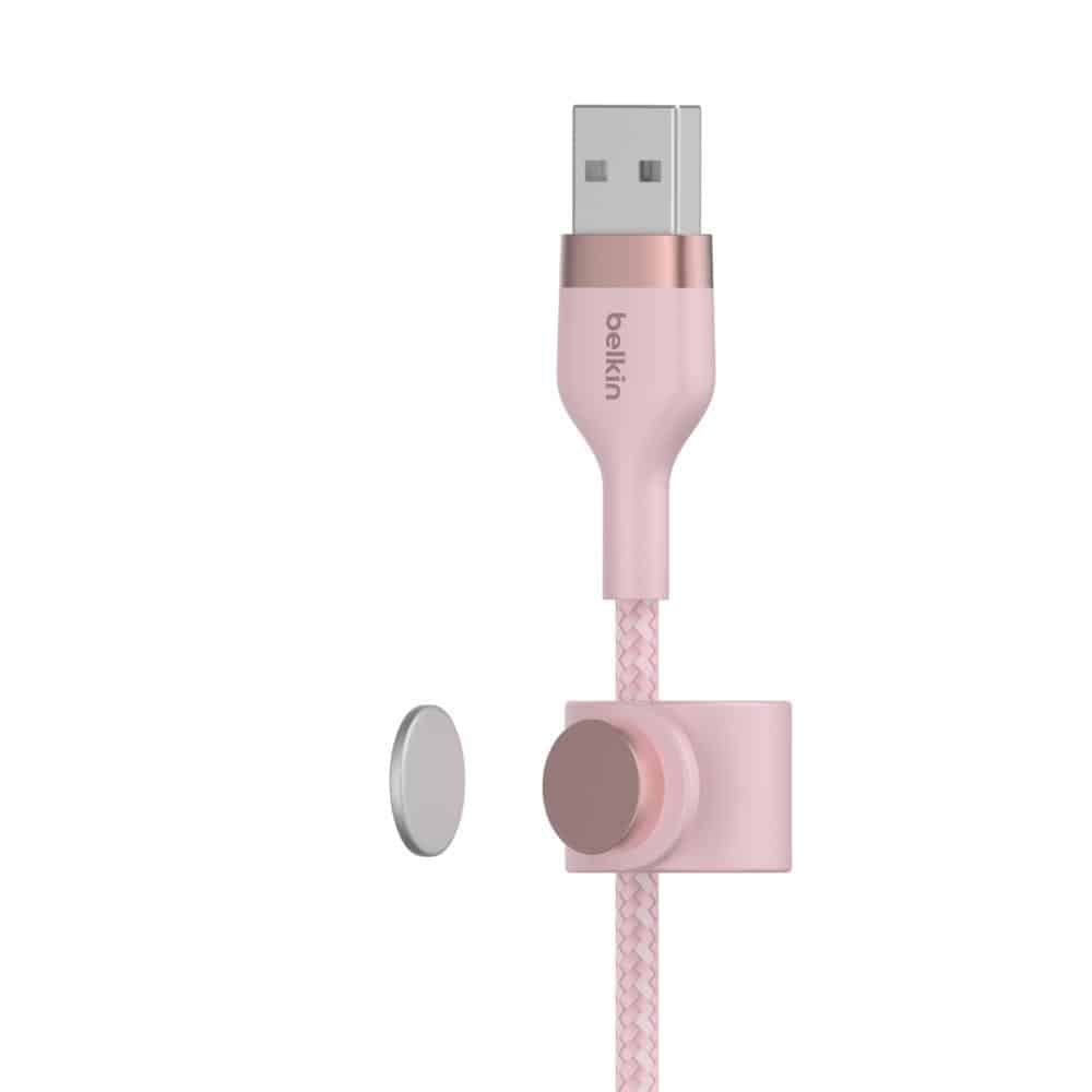 Belkin BoostCharge Pro Flex Braided USB-A to Lightning Cable (6.6FT/2M) - MFi Certified Fast Charging Cord for iPhone 14/13/12/11/Pro/Max/Mini/SE, iPad - Durable Pink Cable for Home, Office & Travel Charging